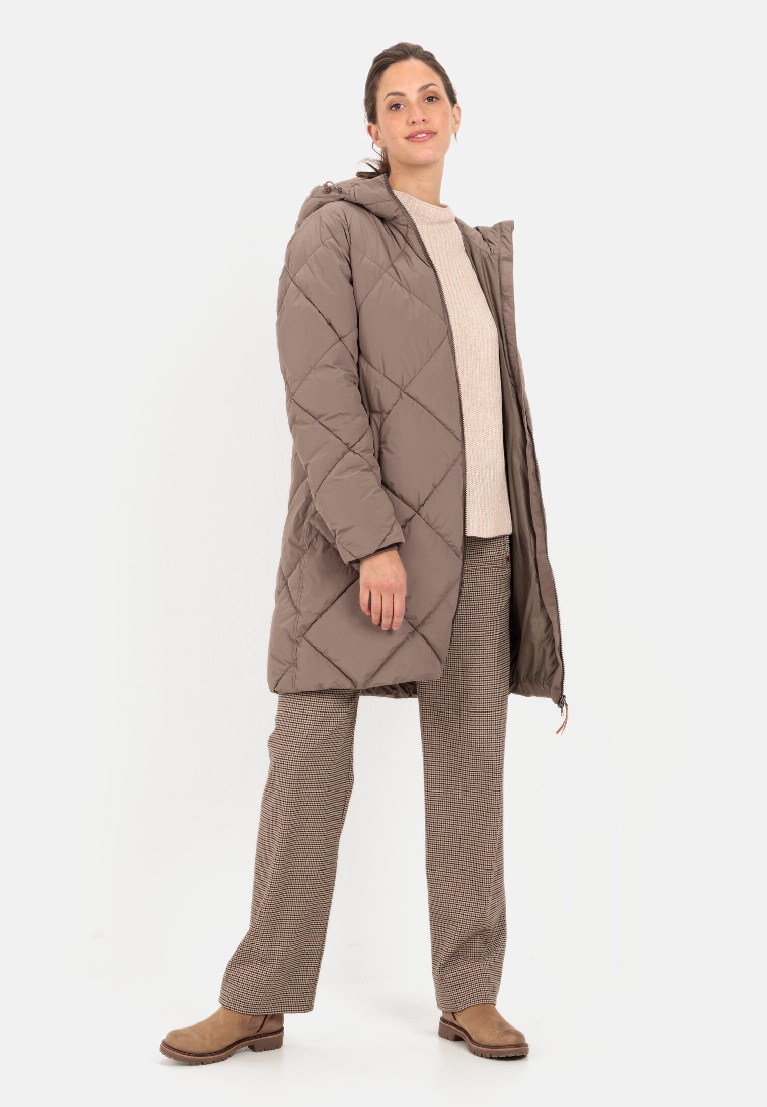 camel active Steppmantel aus recyceltem Polyester Langarm Kordelzug