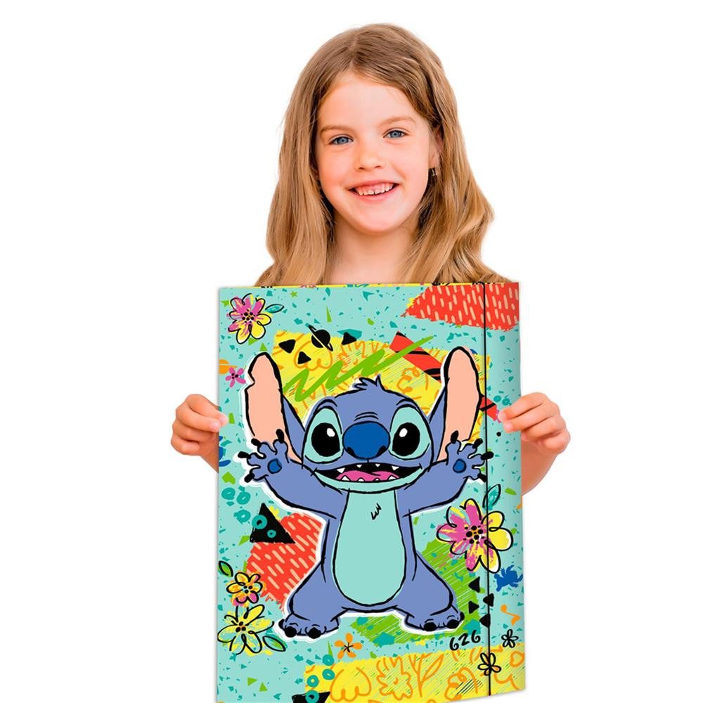 RNK Verlag Organisationsmappe Zeichenmappe Disney Stitch DIN A3 mit 3 Klappen und Gummizug, 3 Einschlagklappen, farbiger Gummizug, bedruckte Innenseite – Bild 4 von 4