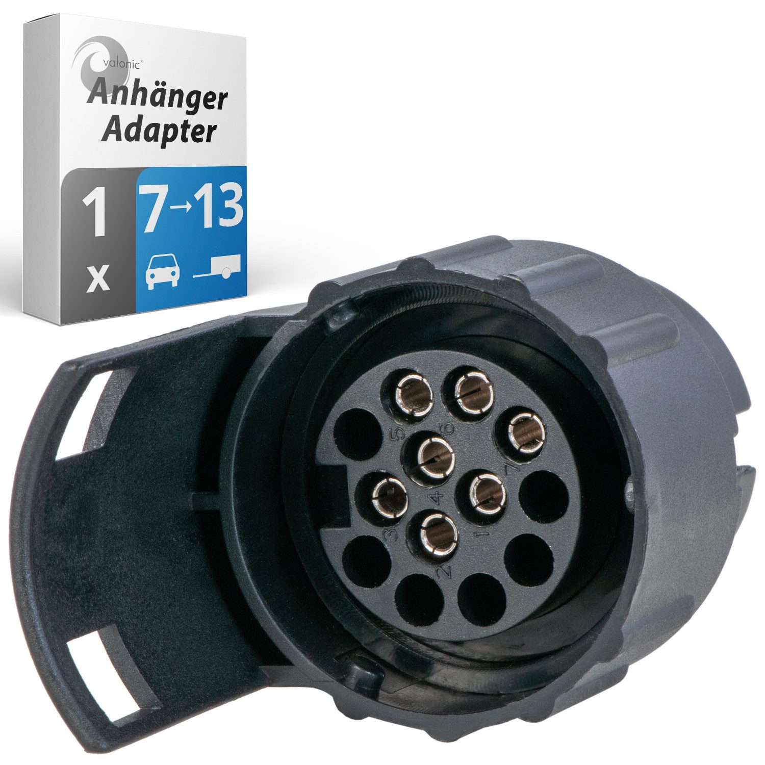 valonic valonic - KFZ Adapter 7 (alt) auf 13 polig (neu), Auto, PKW Anhänger-Adapter 7 polig zu 13 polig, Adapterstück Auto zu Hänger - für Anhängerkupplung, Pkw, Kfz und LKW