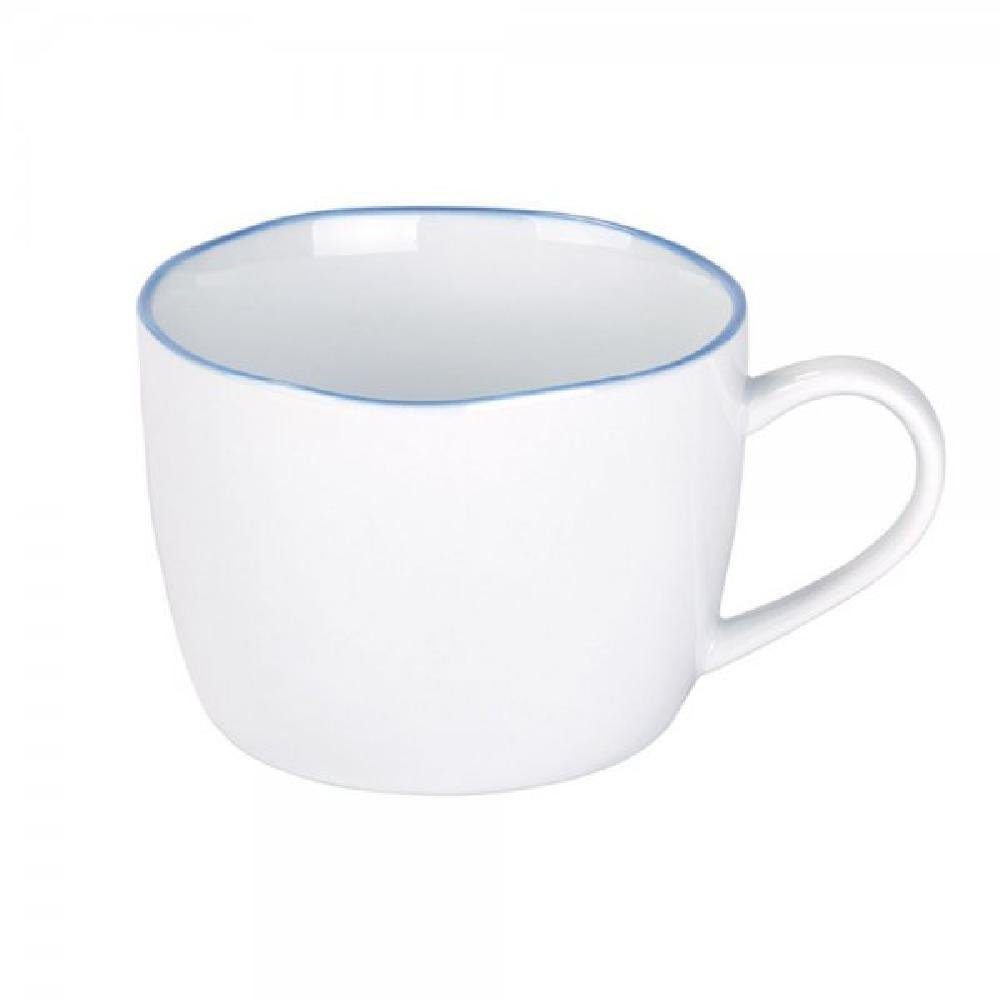 Lambert Tasse Kaffeetasse Piana Weiß Rand Hellblau