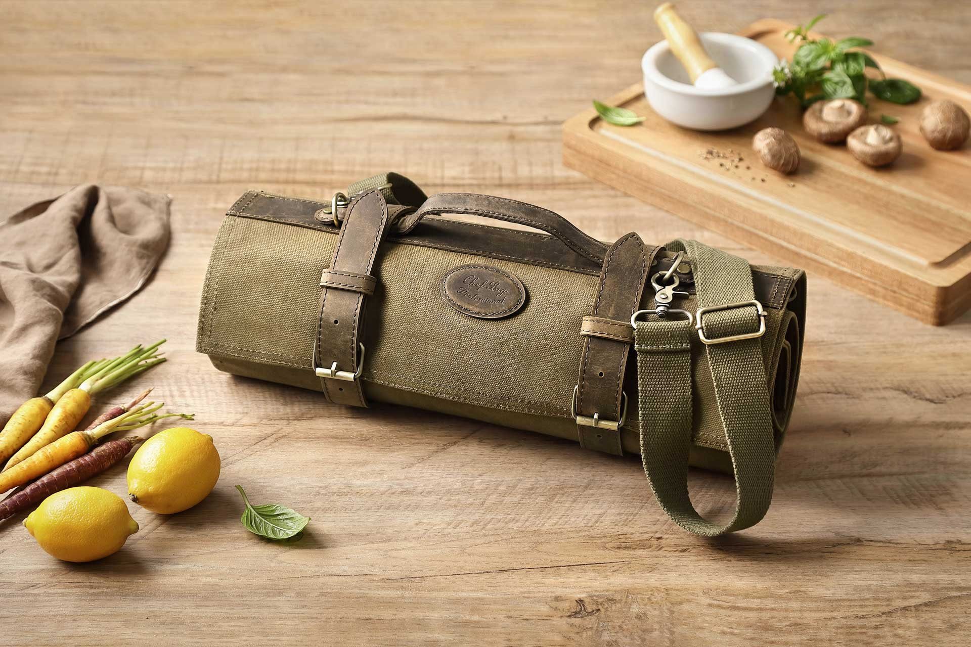 ZAYIKO Messertasche Profi Küchenmesser Tasche (grün) 12 Schlitze, tragbare Kochmesserrolle (1-tlg)