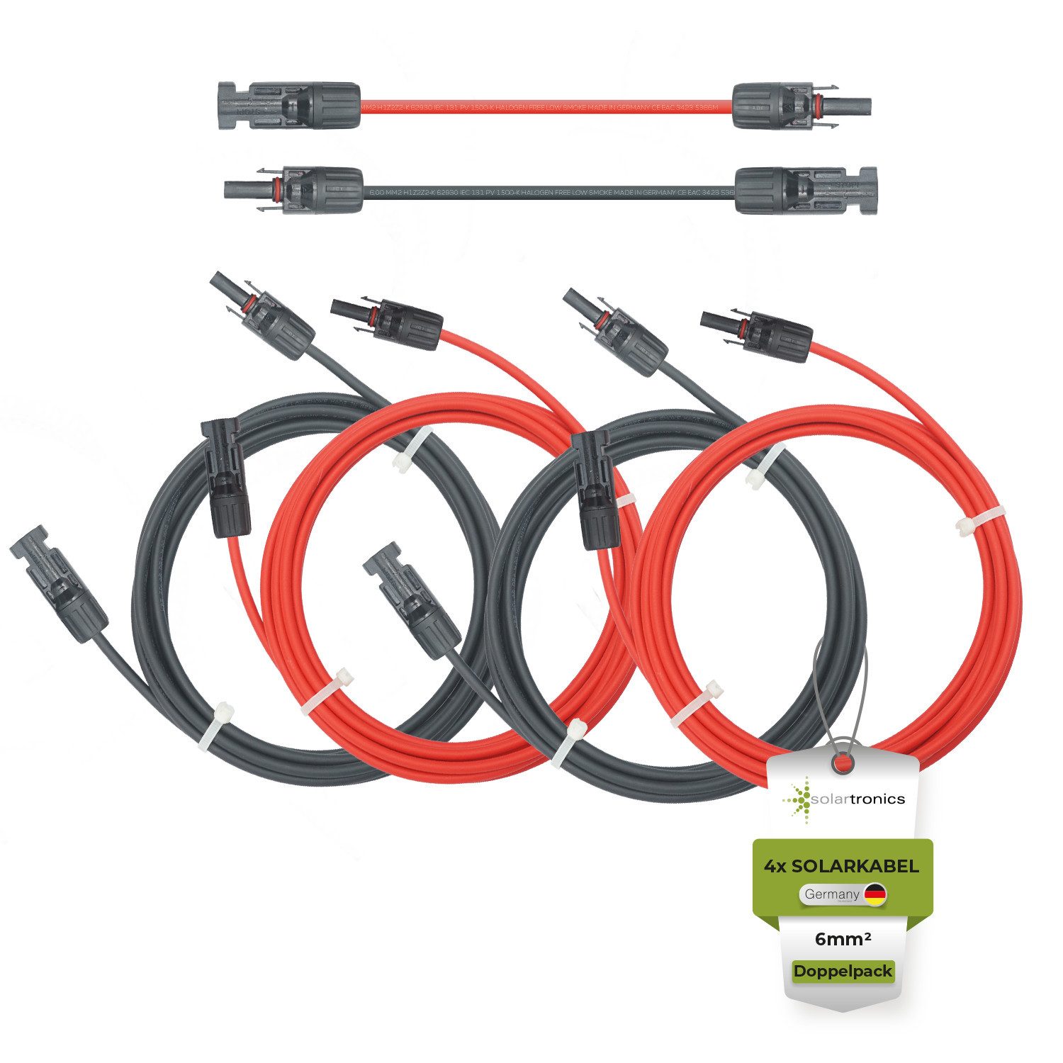 solartronics Solarmodul Doppelpack Solarkabel 6mm² mit Solarstecker Rot/ Schwarz, (Packung)