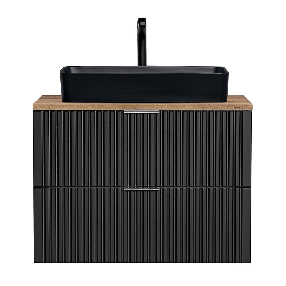 Lomadox Waschtisch ADELAIDE-56-BLACK, schwarz matt gerillt, günstig online kaufen