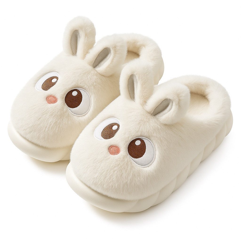 Corimori Plüsch Häschen Pantoffeln, süße Hasen Designs Plüsch Hausschuhe (Packung, Geschenk) kuschelig weiche Slipper für Kinder und Erwachsene, EU Größe 34-35