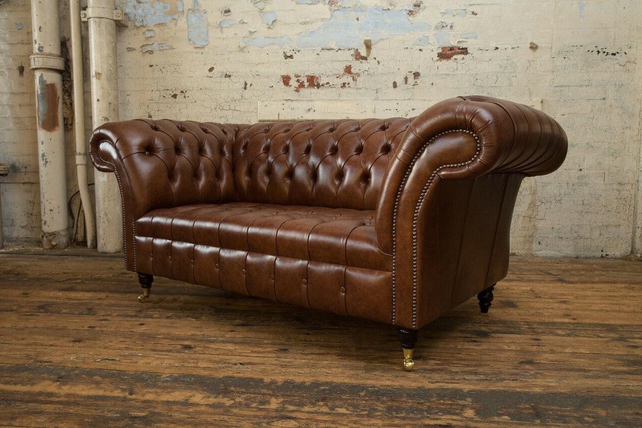 Chesterfield-Sofa Chesterfield-Sofa mit Design, 2-Sitzer Couch aus Leder, Polstermöbel