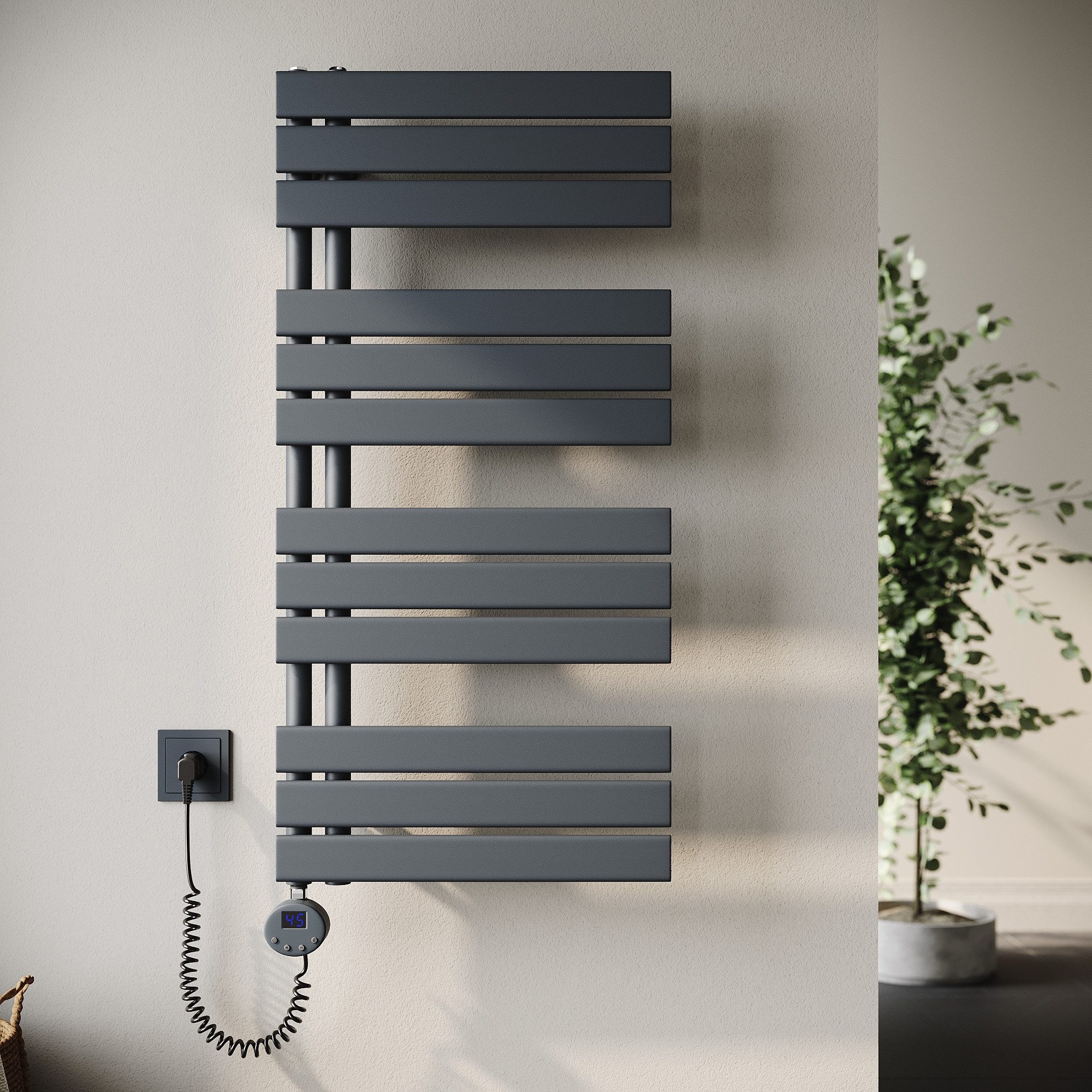 SONNI Designheizkörper Handtuchwärmer mit Heizung, programmierbarer Zeit und Temperatur