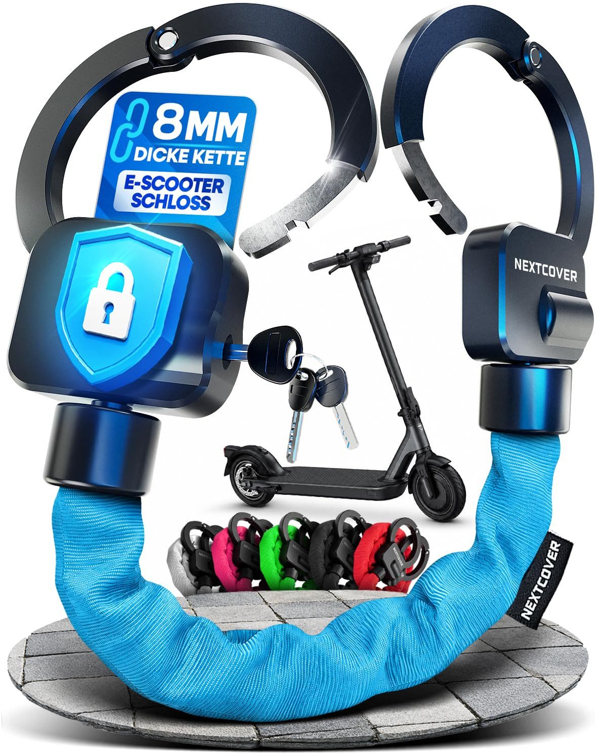Nextcover Kettenschloss NEXTCOVER® E-Scooter Schloss [Steel-Secure-Technologie]