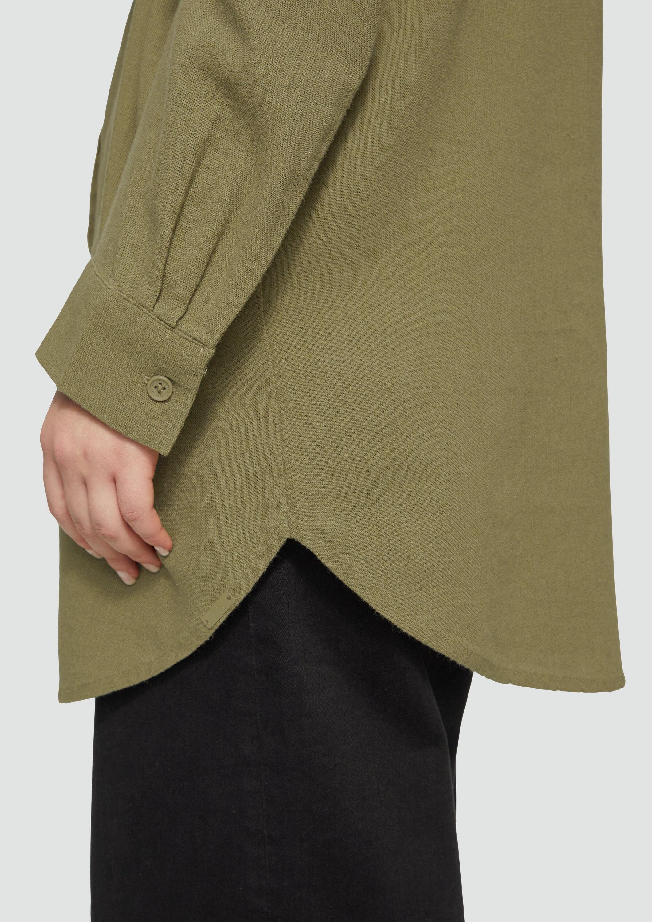 QS Langarmbluse Bluse Longbluse aus Leinenmix