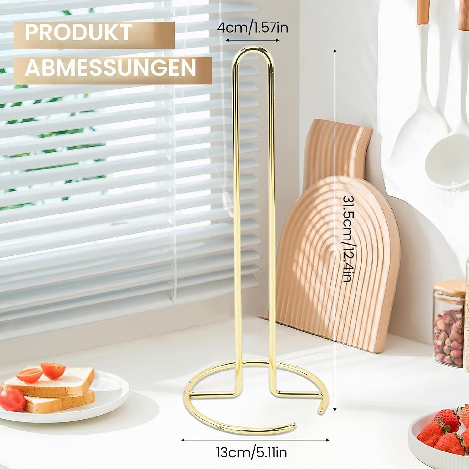 FELIXLEO Küchenrollenhalter Küchenrollenhalter Edelstahl Gold Freistehend