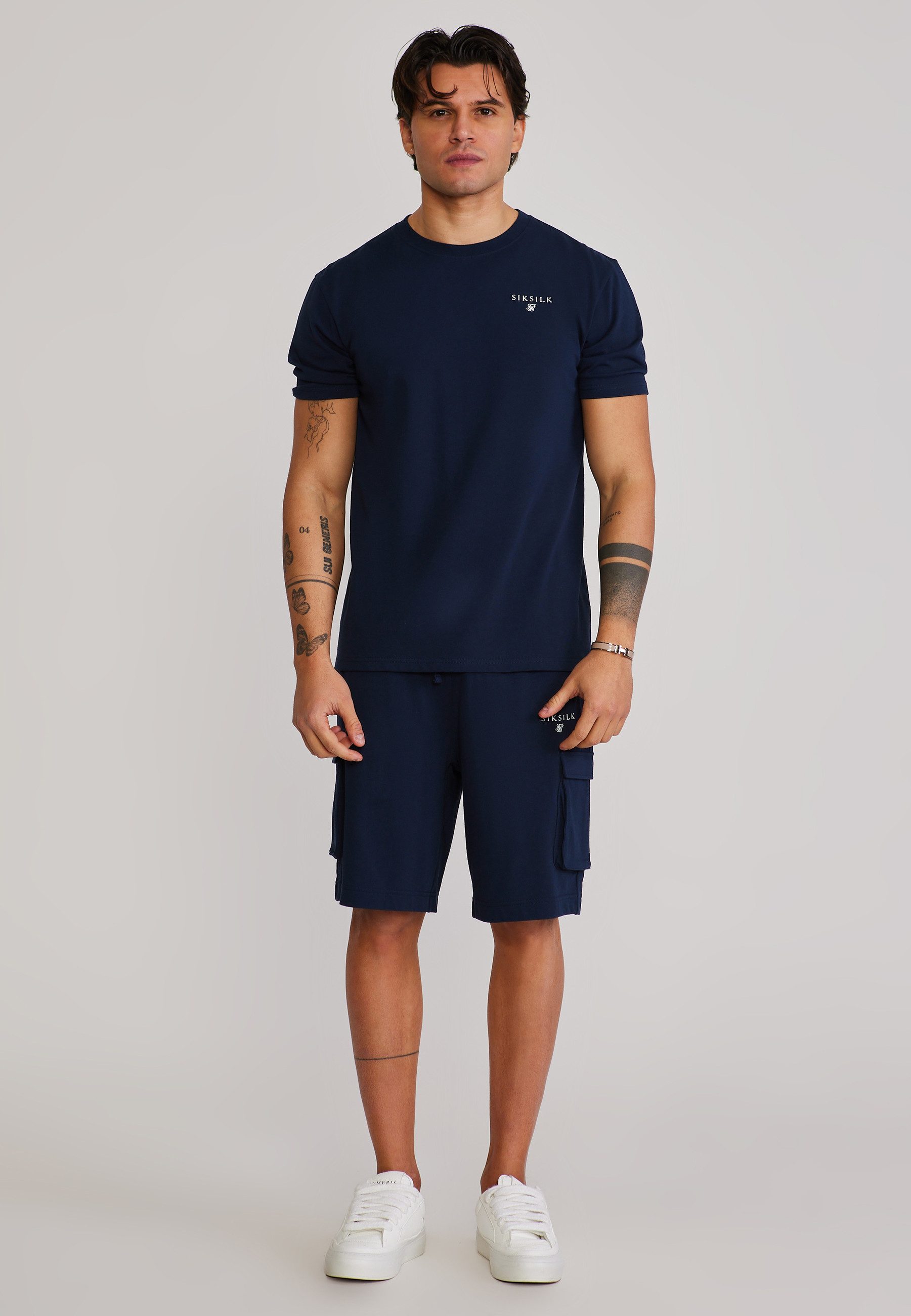 Siksilk Sweatanzug SikSilk Herren Navyblau T-Shirt and Shorts Set