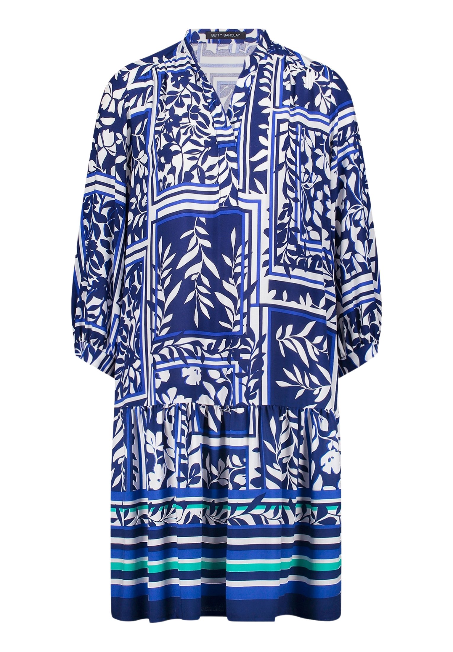 Betty Barclay Partykleid blau,Casual,Viskose,Allover-Print,V-Ausschnitt,3/4 Arm,Regular Fit