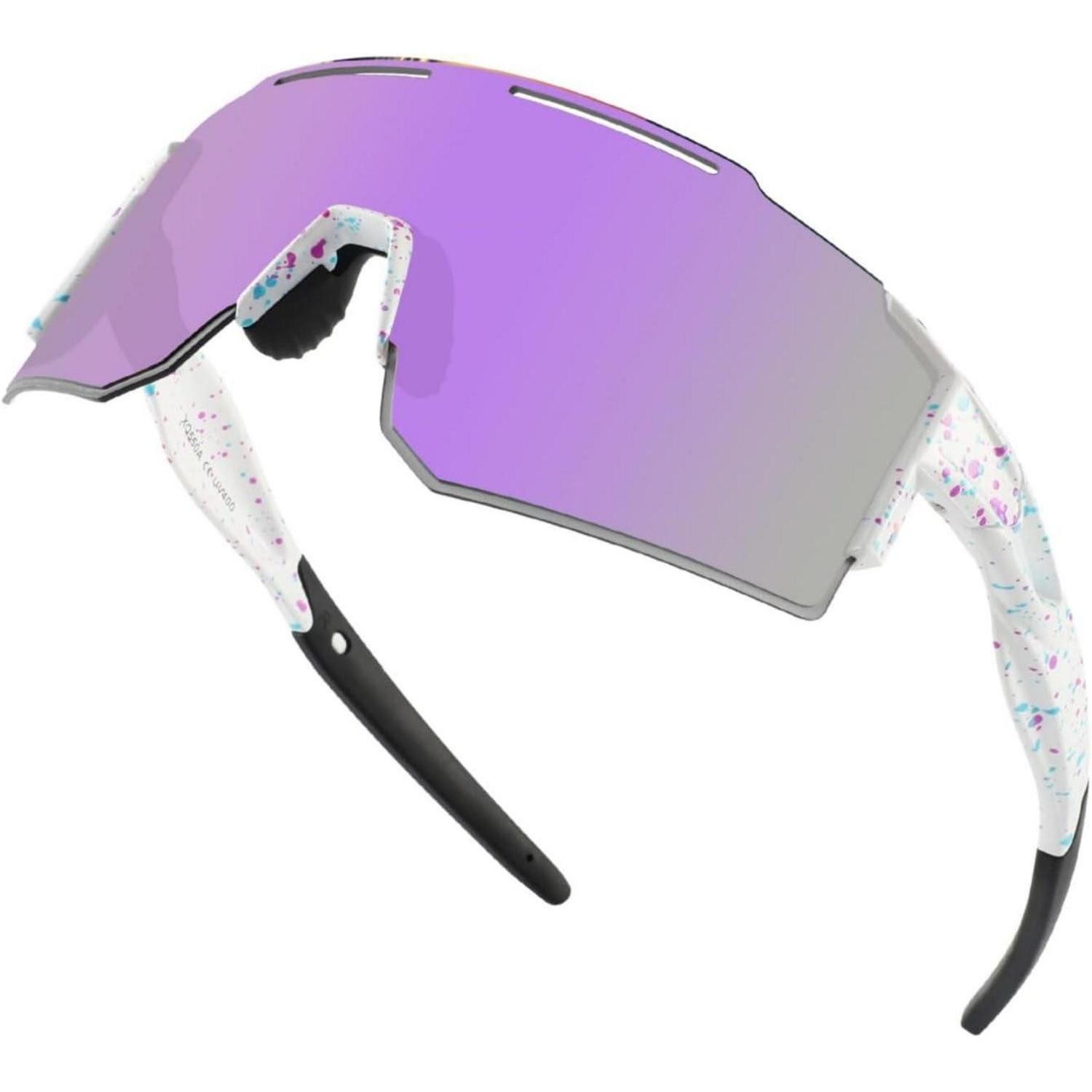 LuxusKollektion Monoscheibensonnenbrille Fahrradbrille Sportbrille UV400 Wechselgläser Radfahren UV-Lila-1lense