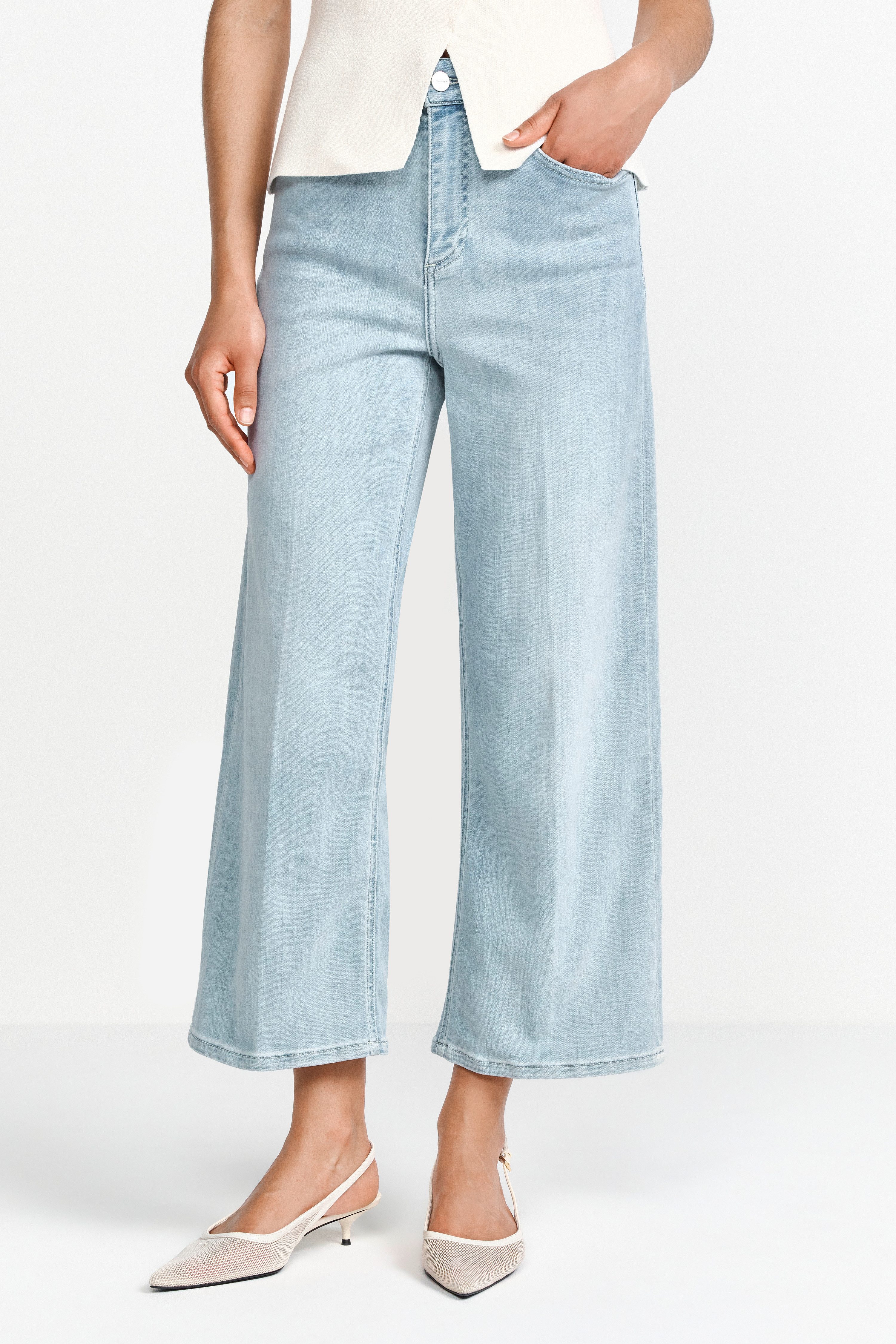 RICHROYAL 7/8-Jeans Culotte Light Blue Satin Denim günstig online kaufen