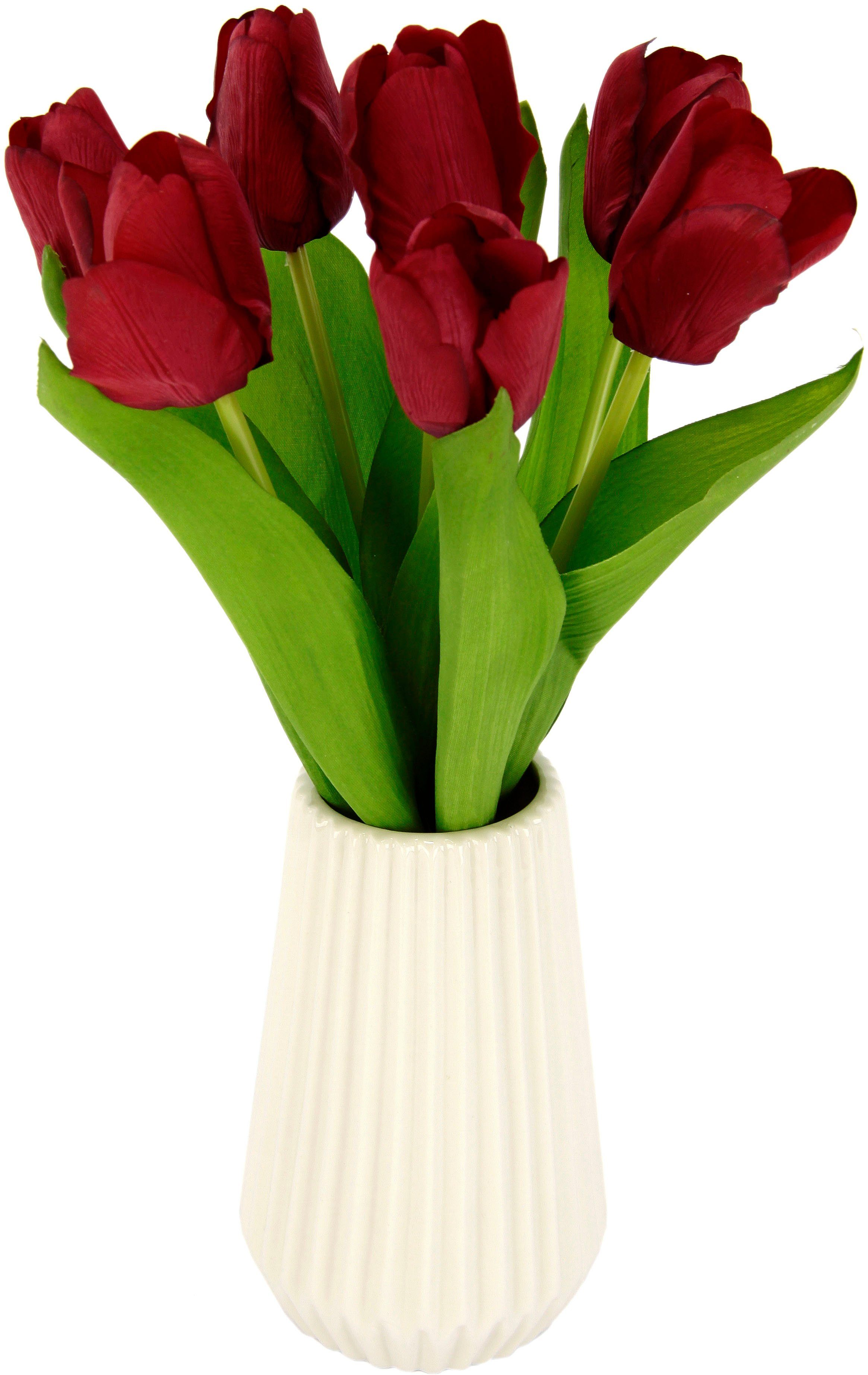 aus Kunstblume rot Real-Touch-Tulpen, Höhe Keramik Vase cm, I.GE.A., 33