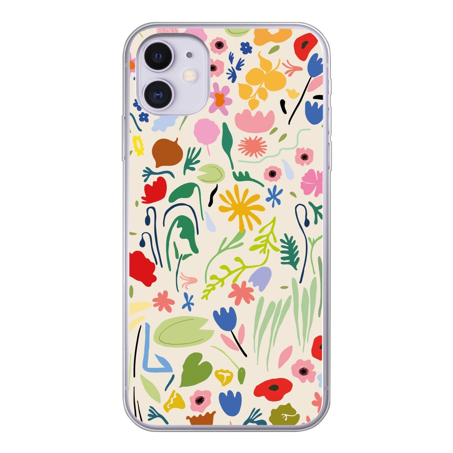 MuchoWow Handyhülle für Apple iPhone 11 Blumen - Muster - Pflanzen, Smartphone-Bumper, Print, Handy Schutzhülle Dünn