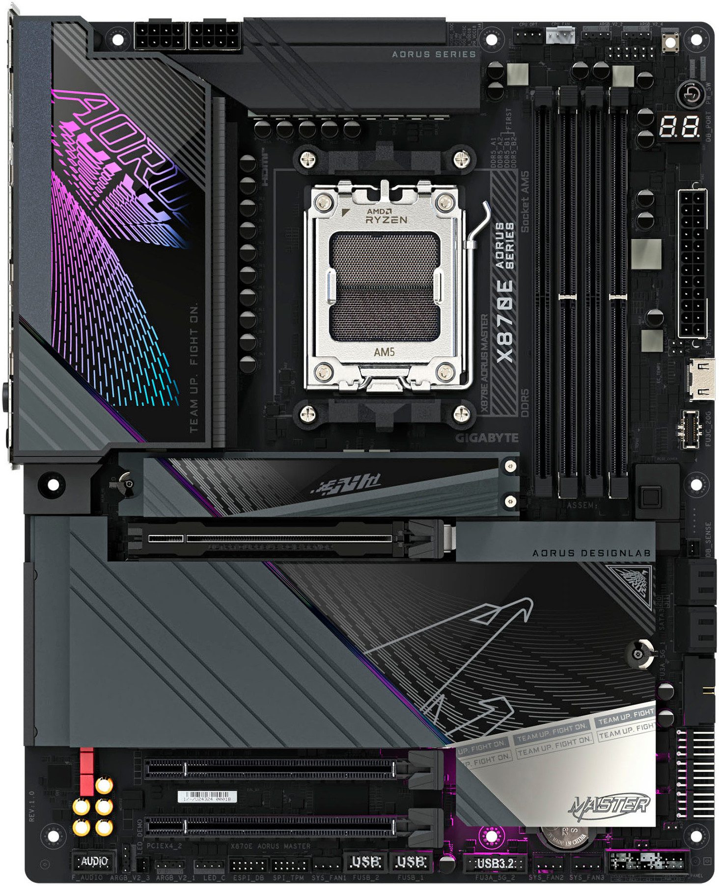 Gigabyte X870E AORUS MASTER Mainboard - Unterstützt AMD Ryzen 9000 CPUs, 16+2+2 Mainboard