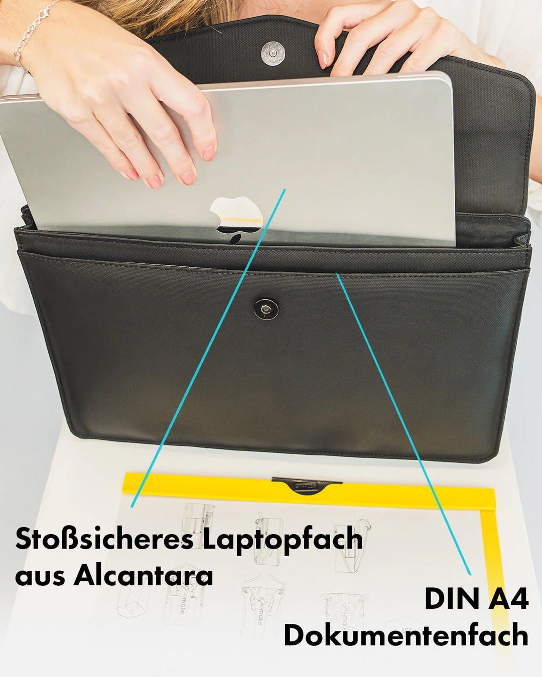 onemate Umhängetasche Briefcase / schwarz (1-tlg), Vielseitiges Modul für Laptop und als Briefcase nutzbar