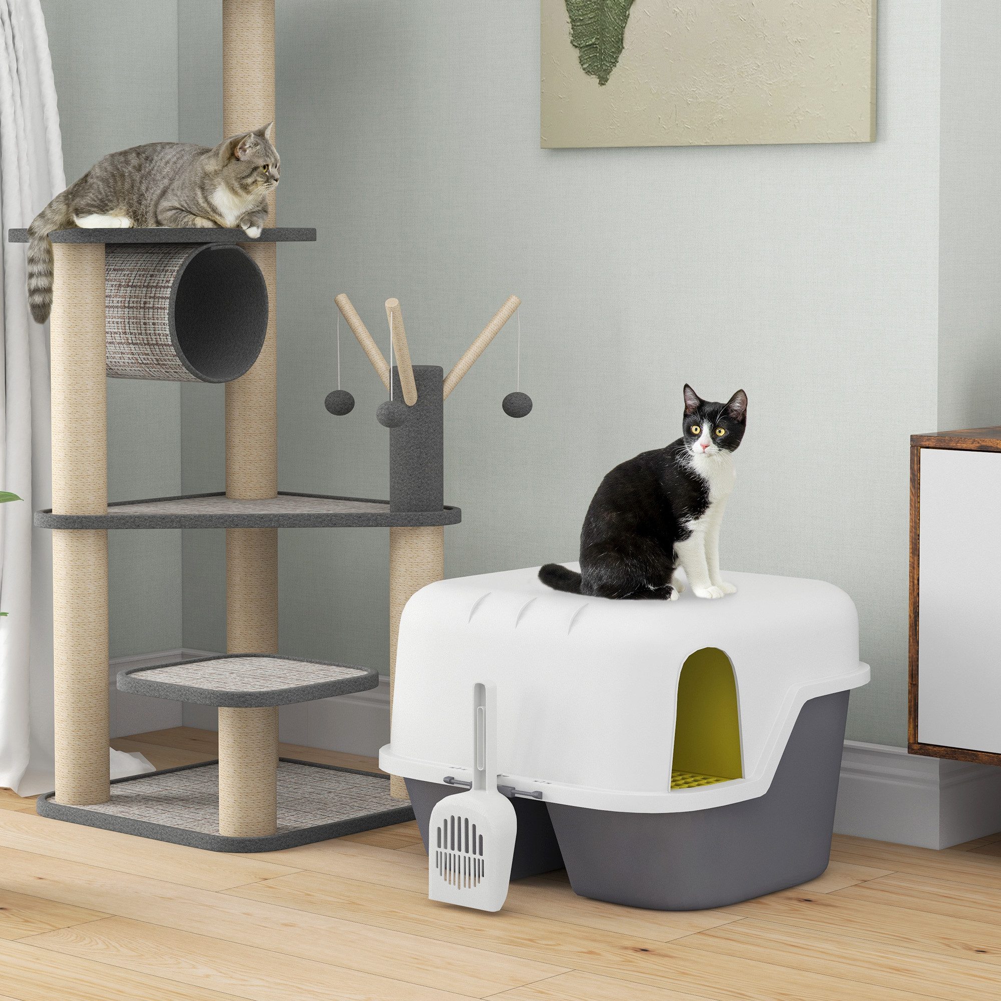 PawHut Katzentoilette mit Deckel, Sieb, Schaufel, geschlossen, für kleine K günstig online kaufen