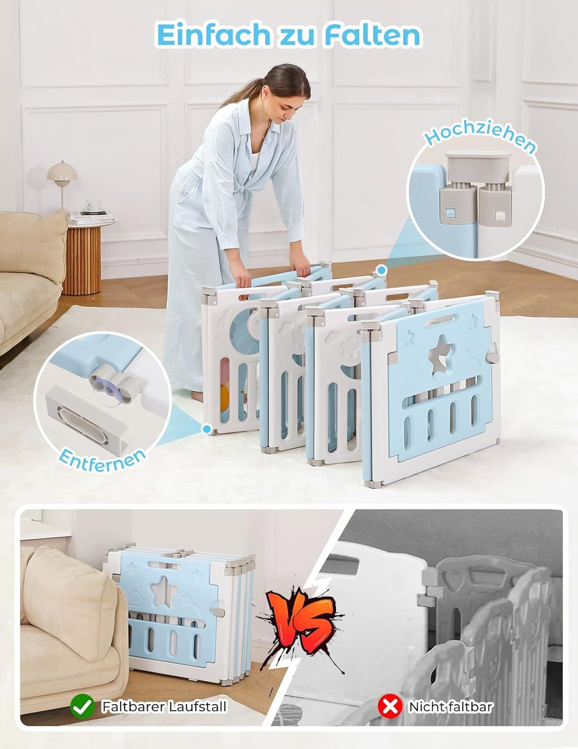 Dripex Laufgitter Baby faltbares Laufgitter und günstig online kaufen