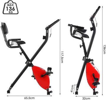 MVPower Heimtrainer X Bike, Heimtrainer Fahrrad Klappbar (mit 6kg Schwungrad), 8 Widerstandsstufen, LCD-Bildschirm, Transporträdern