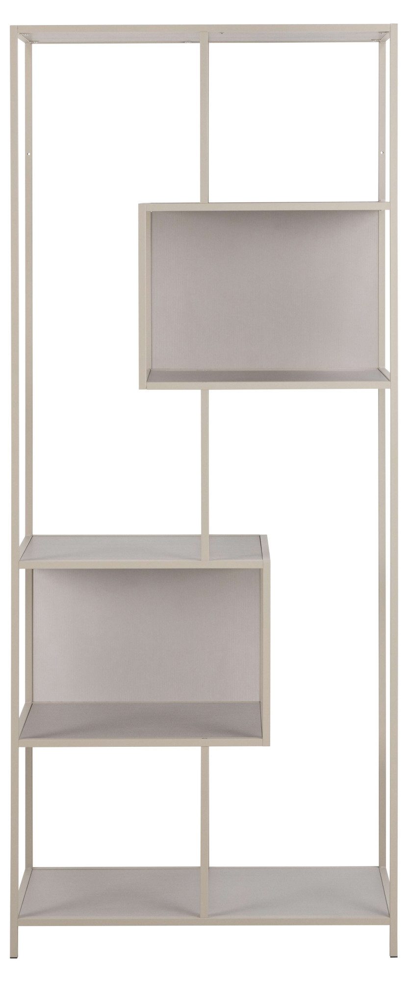 ACTONA GROUP Bücherregal Seaford, Regal, Standregal, Raumteiler, Regal, grau, asymmetrische Details, wendbare Rückwand, 77x35x185cm