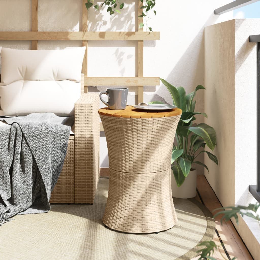 vidaXL Gartentisch Garten-Beistelltisch Trommelform Beige Poly günstig online kaufen