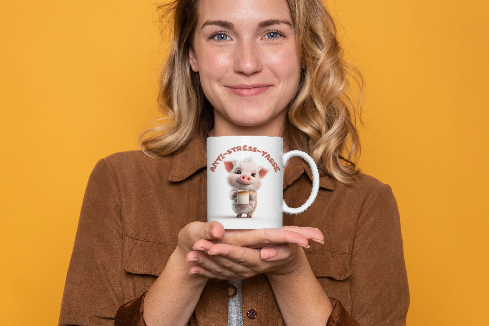 WS-Trend Tasse Anti Stress Schweinchen Kaffeetasse Teetasse Tasse Geschenkidee, Keramik – Bild 4 von 4