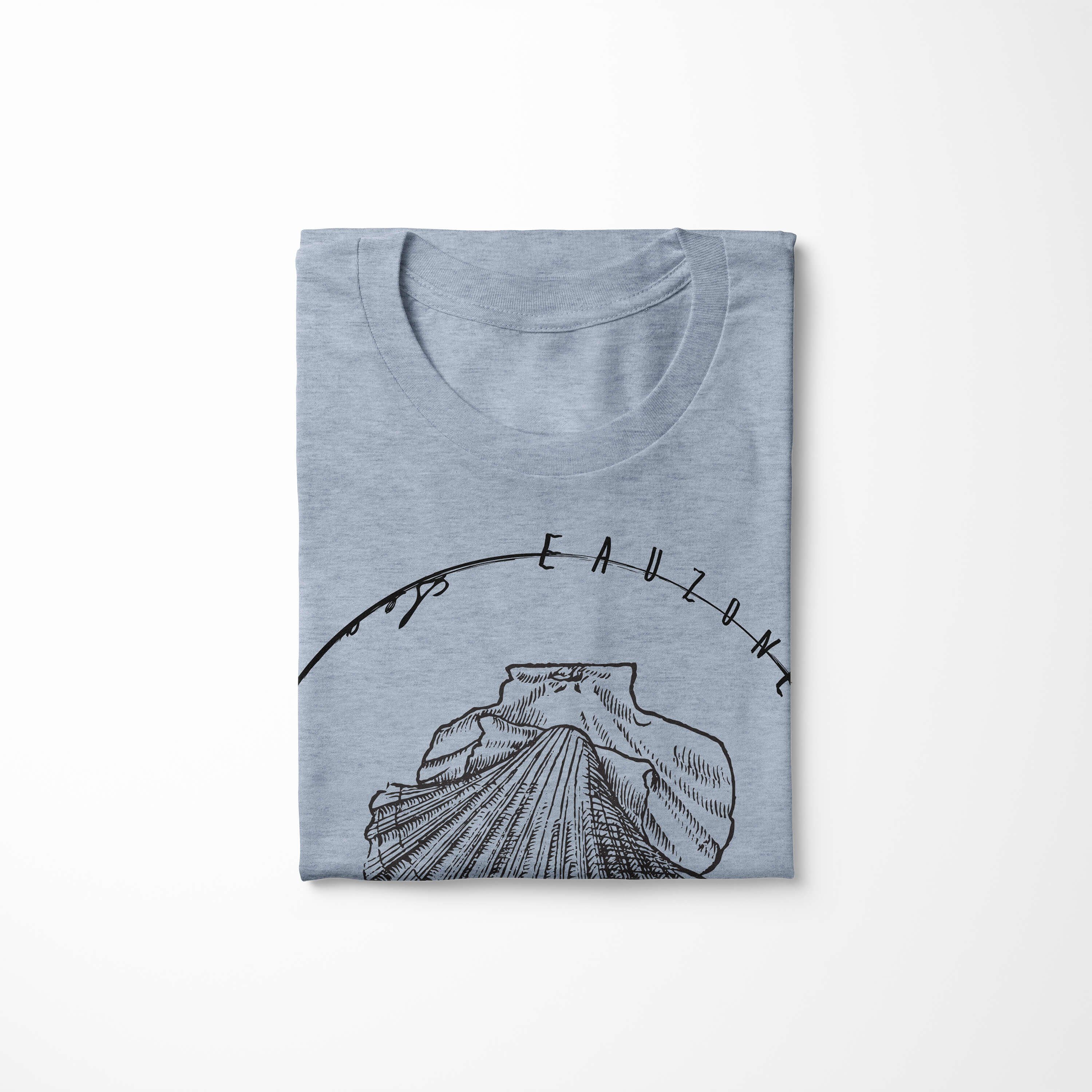 Sinus Art T-Shirt Schnitt Sea und feine Serie: - Stonewash Fische 055 Creatures, T-Shirt Tiefsee / Denim Struktur sportlicher Sea