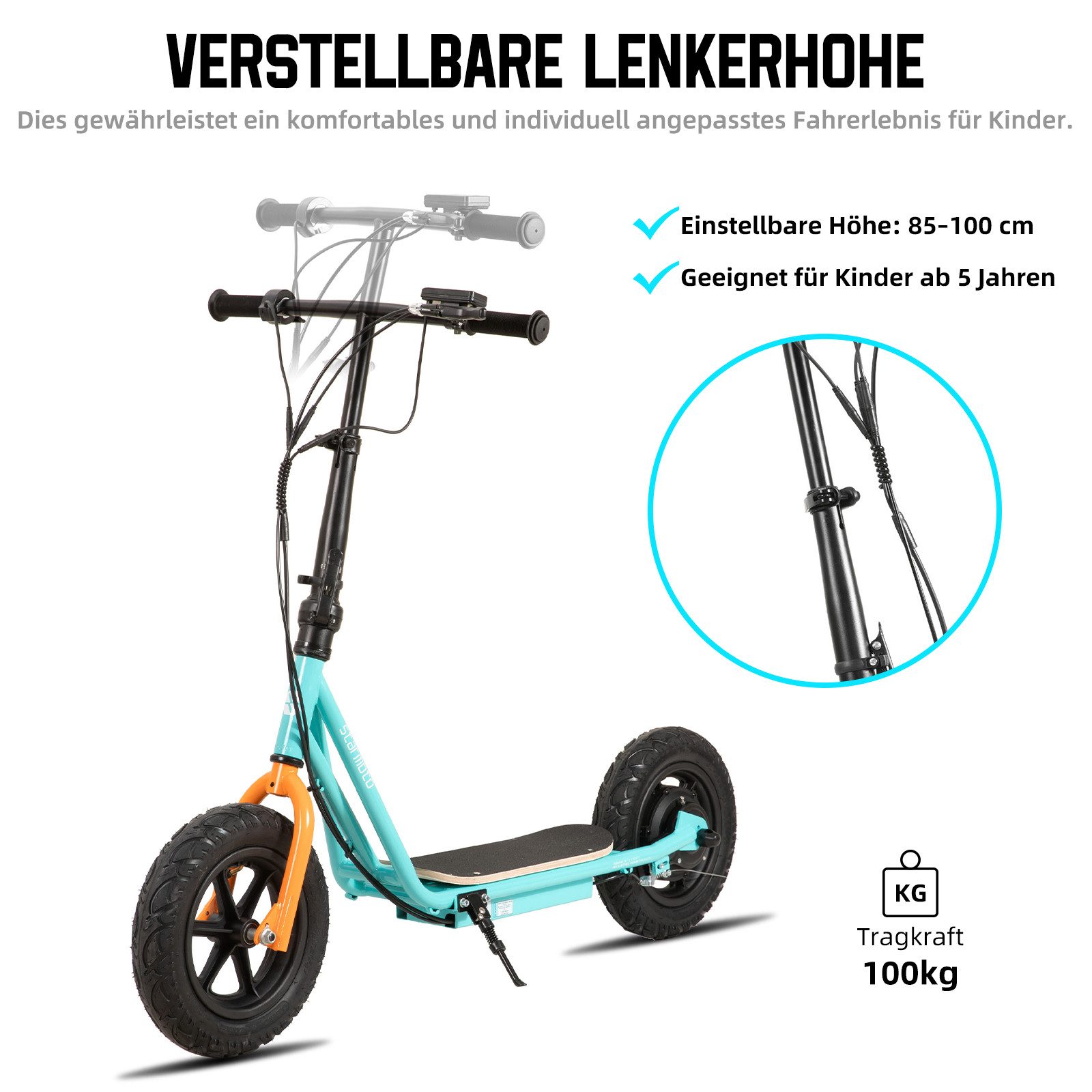 HILAND E-Scooter E-Scooter unisex mit Scheibenbremse & Hochstahl für Pendelfahrten, 22 km/h