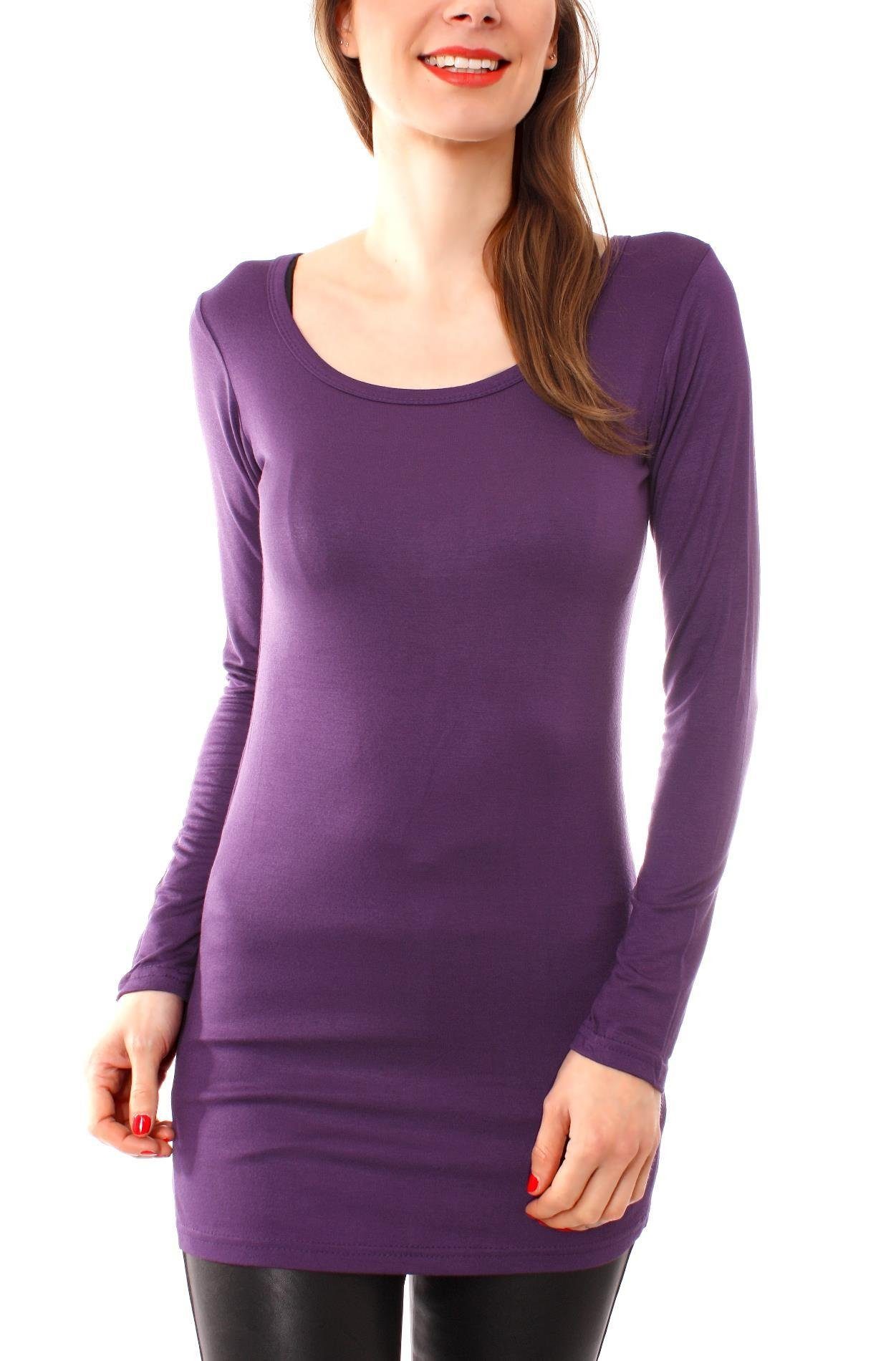 Muse Rundhalsshirt Basic Langarm Longshirt Skinny Fit 1098A günstig online kaufen