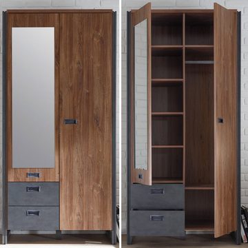 Lomadox Garderoben-Set DALLAS-61, (Spar-Set, 4-St), Stirling Oak Nb mit Matera Anthrazit 283x202x45 cm