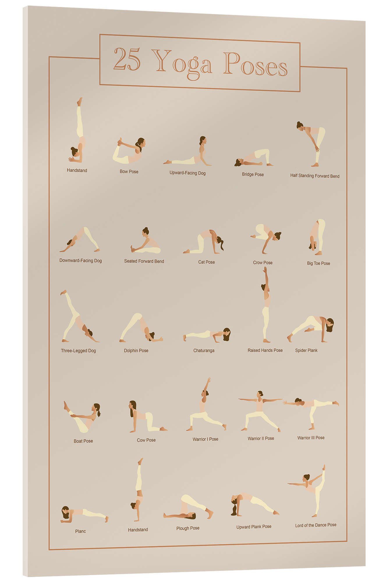 Posterlounge Acrylglasbild Editors Choice, 25 Yoga Poses, Japandi Illustration