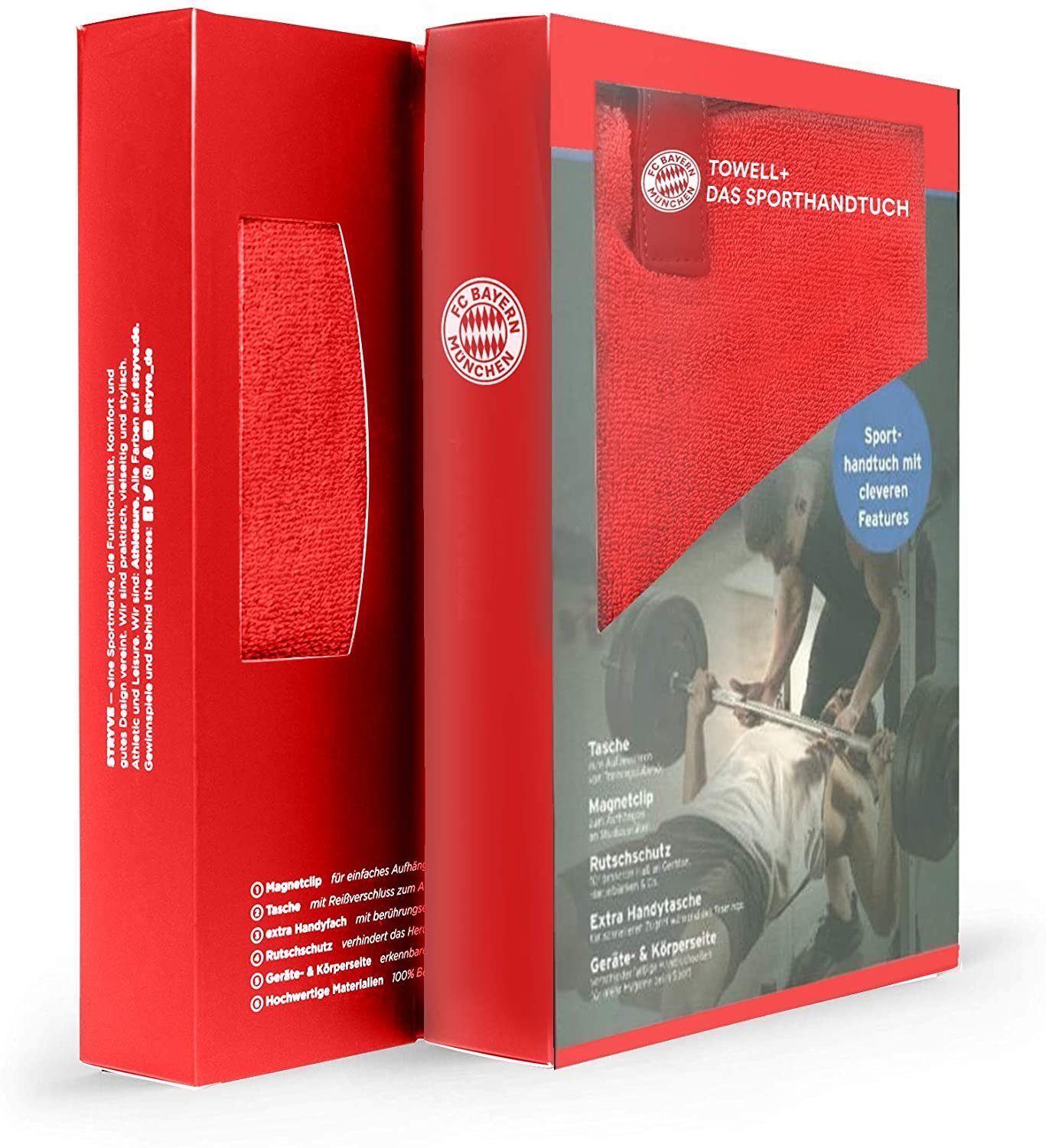 Stryve Sporthandtuch Sporthandtuch mit Tasche und Magnetclip, Baumwolle