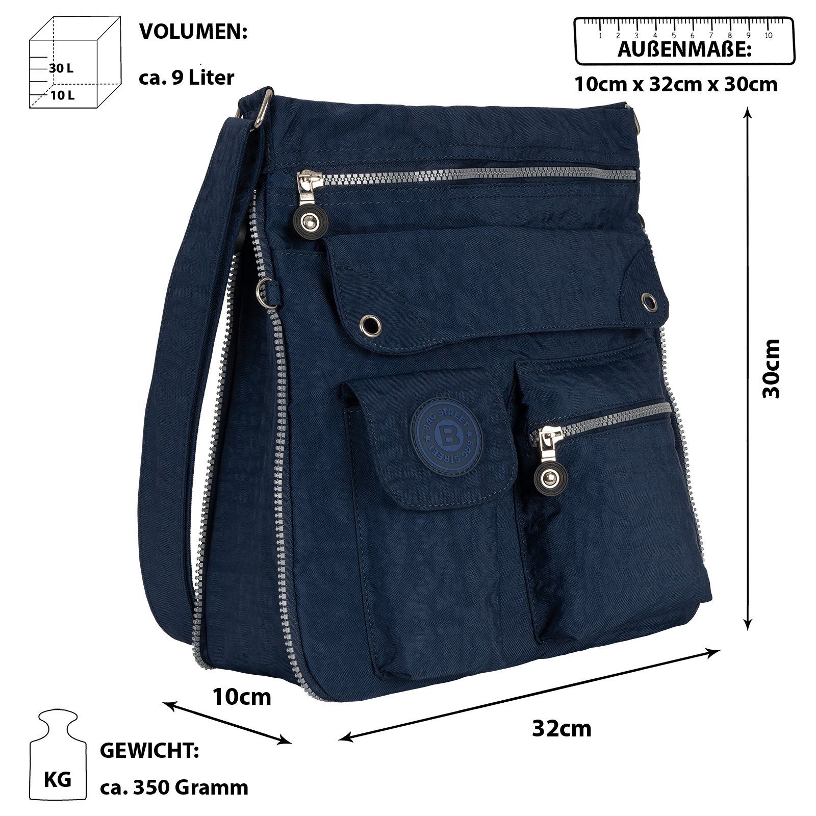 BAG STREET Umhängetasche Damentasche Umhängetasche Handtasche Schultertasche Schwarz Blau, als Schultertasche, Umhängetasche tragbar – Bild 2 von 5