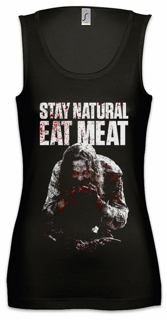Tanktop Stay Natural Eat Meat Ärmelloses Damen T-Shirt Bloody Blut Zombie