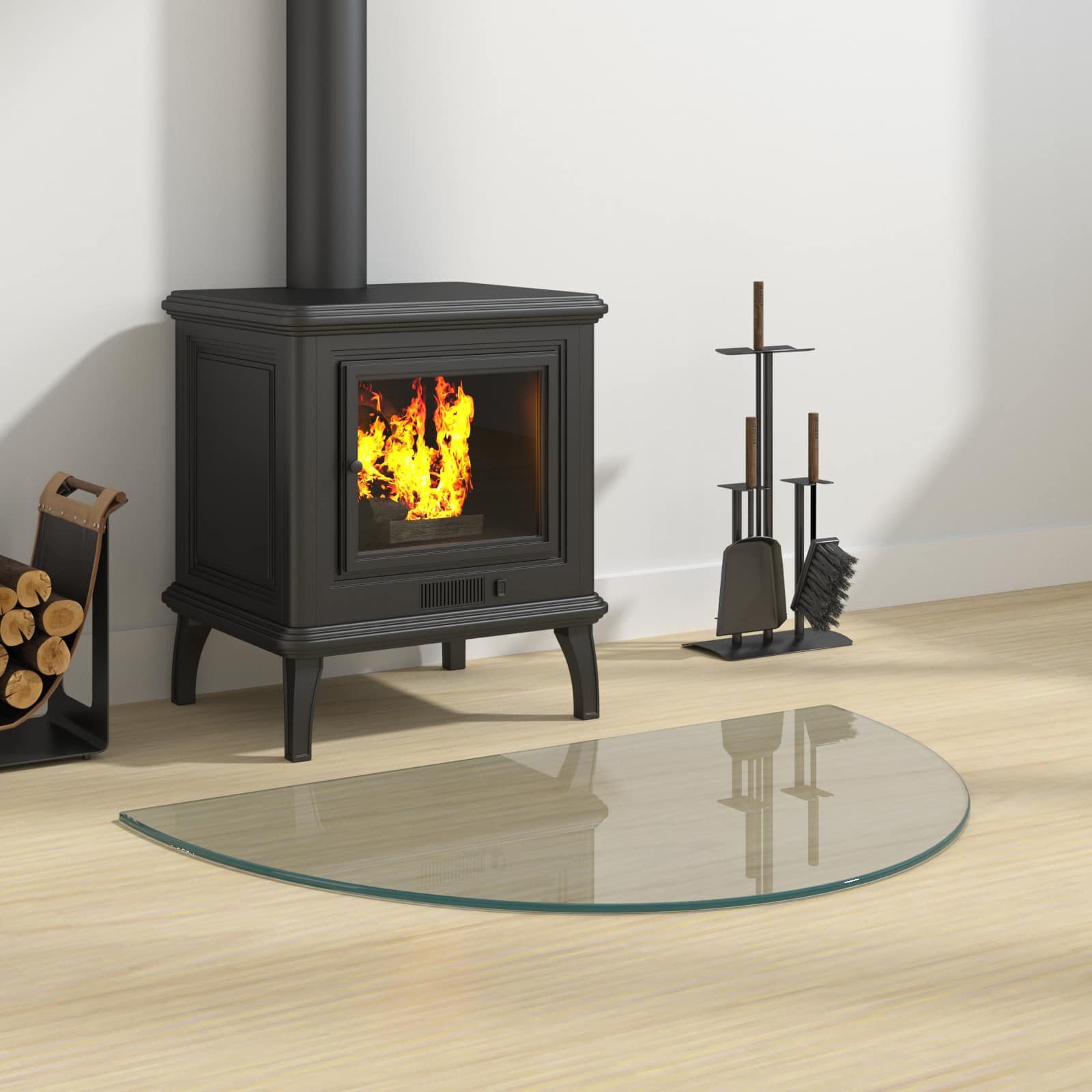 vidaXL Bodenplatte Feuerstelle Glasplatte Transparent 800 x 500 mm Glas, (1-St)