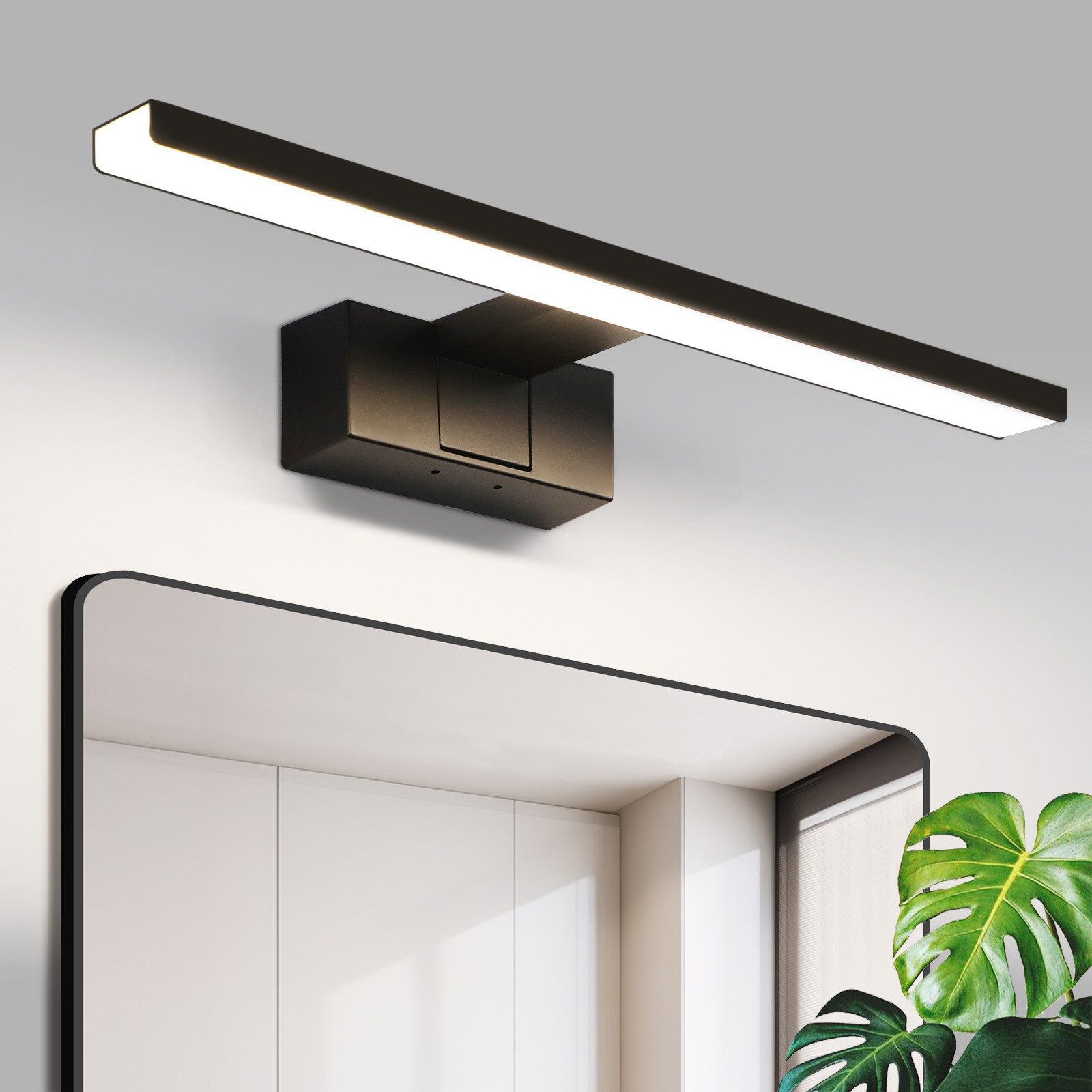 ZMH LED Spiegelleuchte Schwarz 30/40/60CM Spiegellampe 4000 K neutralweiß, LED fest integriert, Neutralweiß, Wandlampe für Spiegel und Schminkbereich – Bild 5 von 5