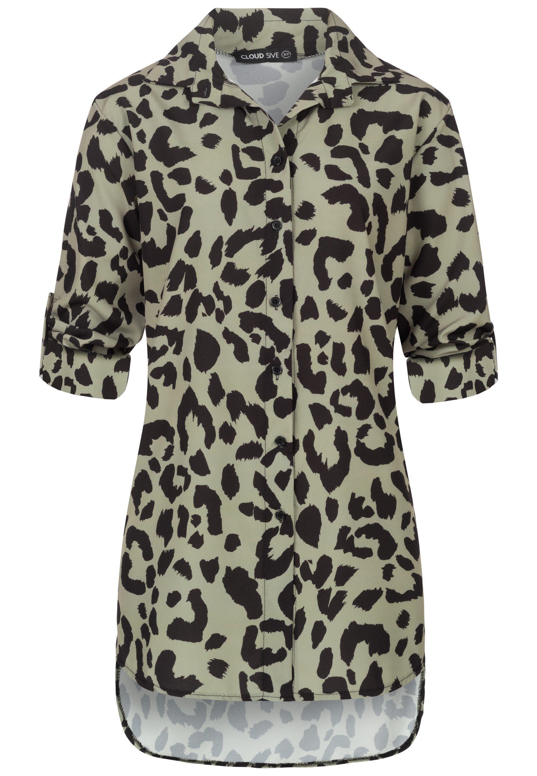 CLOUD 5IVE Klassische Bluse CLOUD 5IVE Leo All Over Turn-Up Bluse