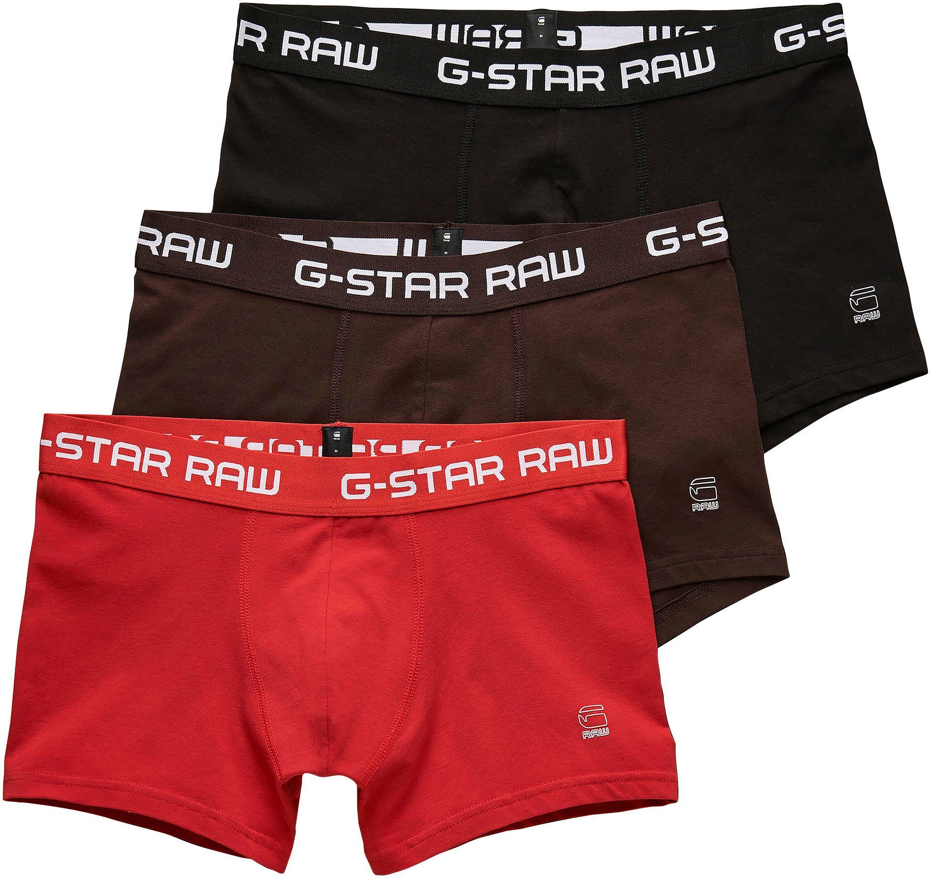 Boxer G-Star trunk Classic (Packung, 3 3-St., rot, clr bordeaux, schwarz RAW pack 3er-Pack)