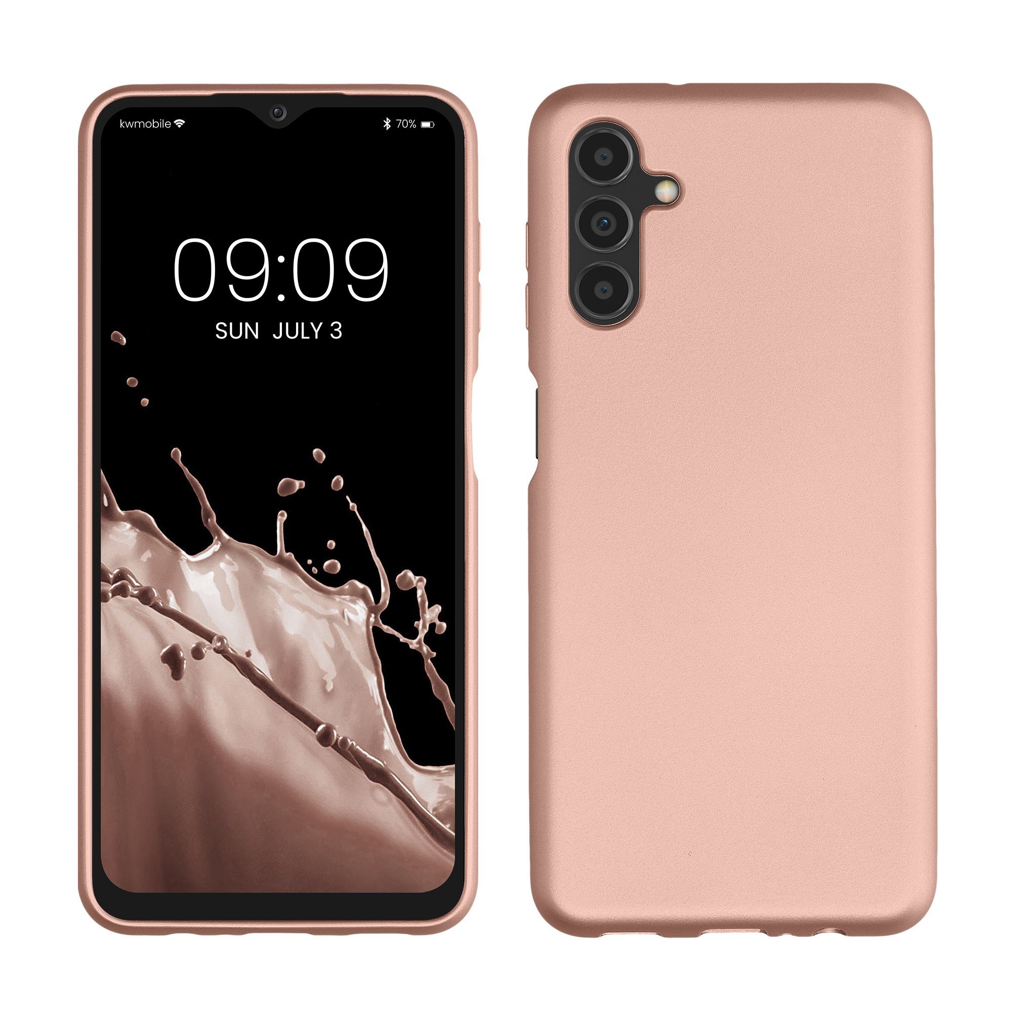 kwmobile Handyhülle Handyhülle für Samsung Galaxy A04s Hülle, Silikon Case metallisch schimmernd - Schutzhülle Cover