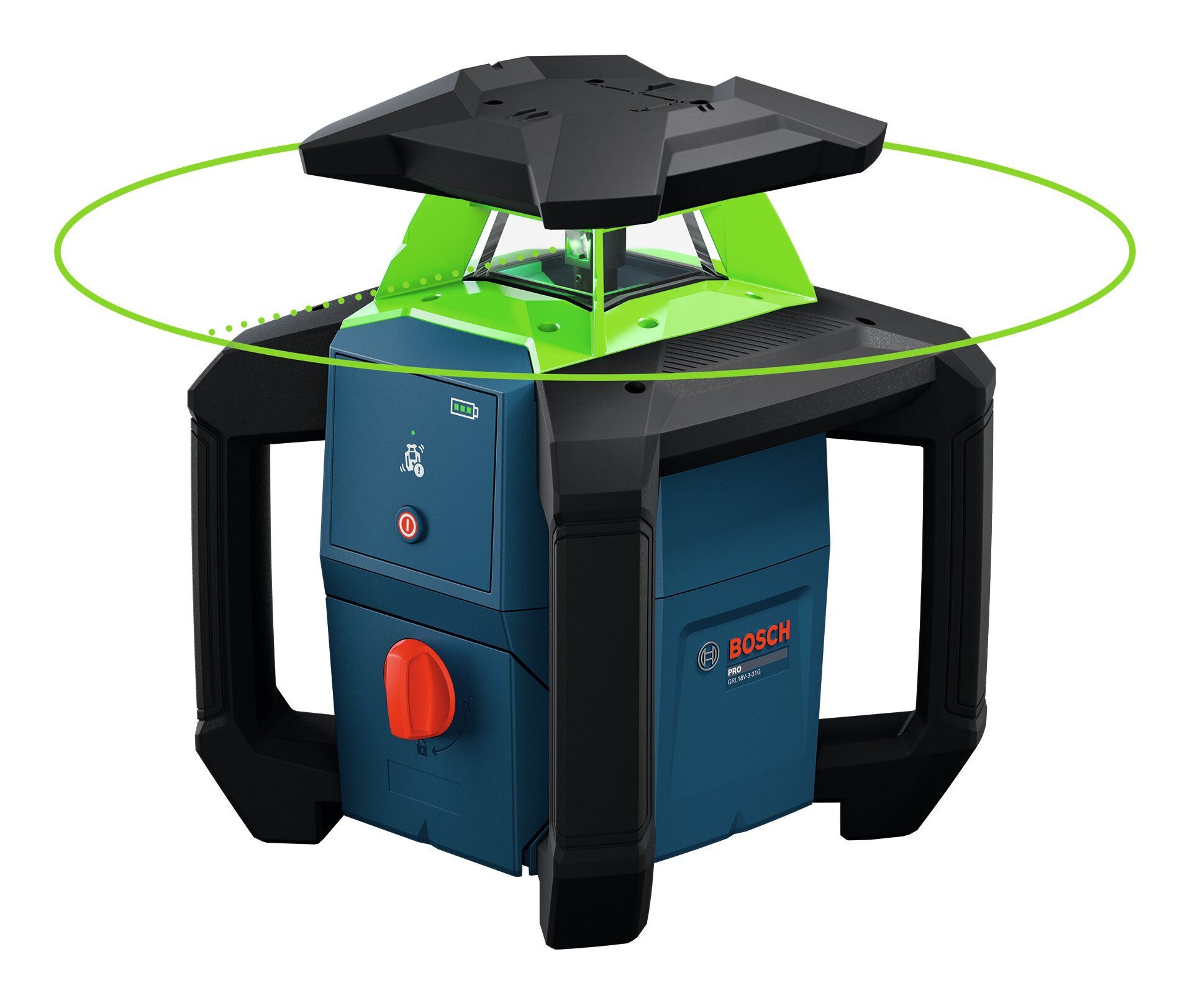 BOSCH Punkt- und Linienlaser GRL 18V-3-31G, Rotationslaser mit 1x Akku ProCORE 4 Ah - in L-BOXX 374