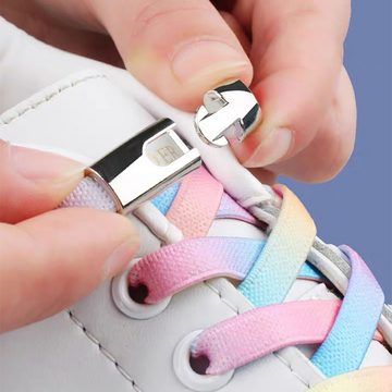 CoolBlauza Schnürsenkel Elastische Schnürsenkel Ohne Binden 8mm Breite,100cm lang, mit Metall Lock für Schuhe unterschiedlicher Größe