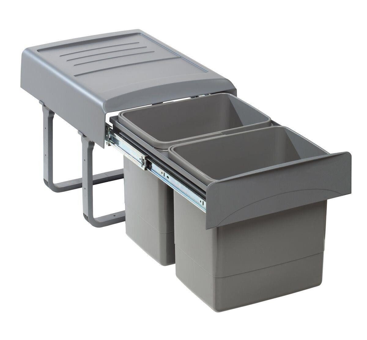 EKOTECH Einbaumülleimer Ekotech Abfallsammler 2x15L Einbau Mülleimer grau