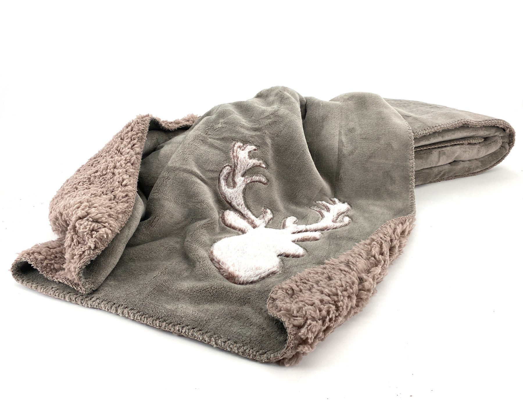 Wohndecke Kuscheldecke Hirsch Fell-Imitat Sofadecke Landhaus, heimtexland, 150x200 I kuschelig weich I warm I flauschig I Chalet Design – Bild 3 von 5