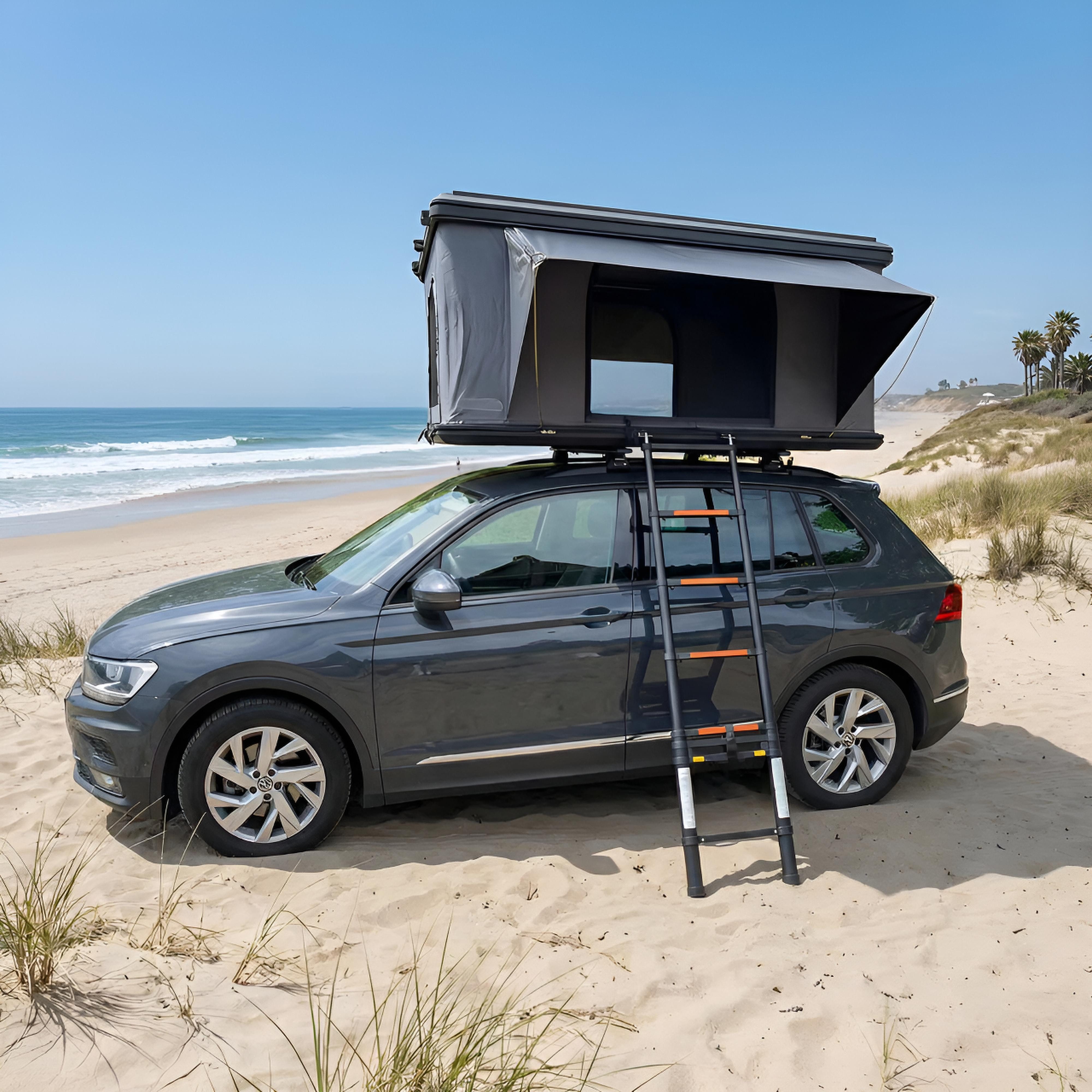 TZIpower Dachzelt Autodachzelt Auto Dach Zelt Vordach Schwarz/Grau Hardcase Aluminium, Personen: 2 (1 tlg)