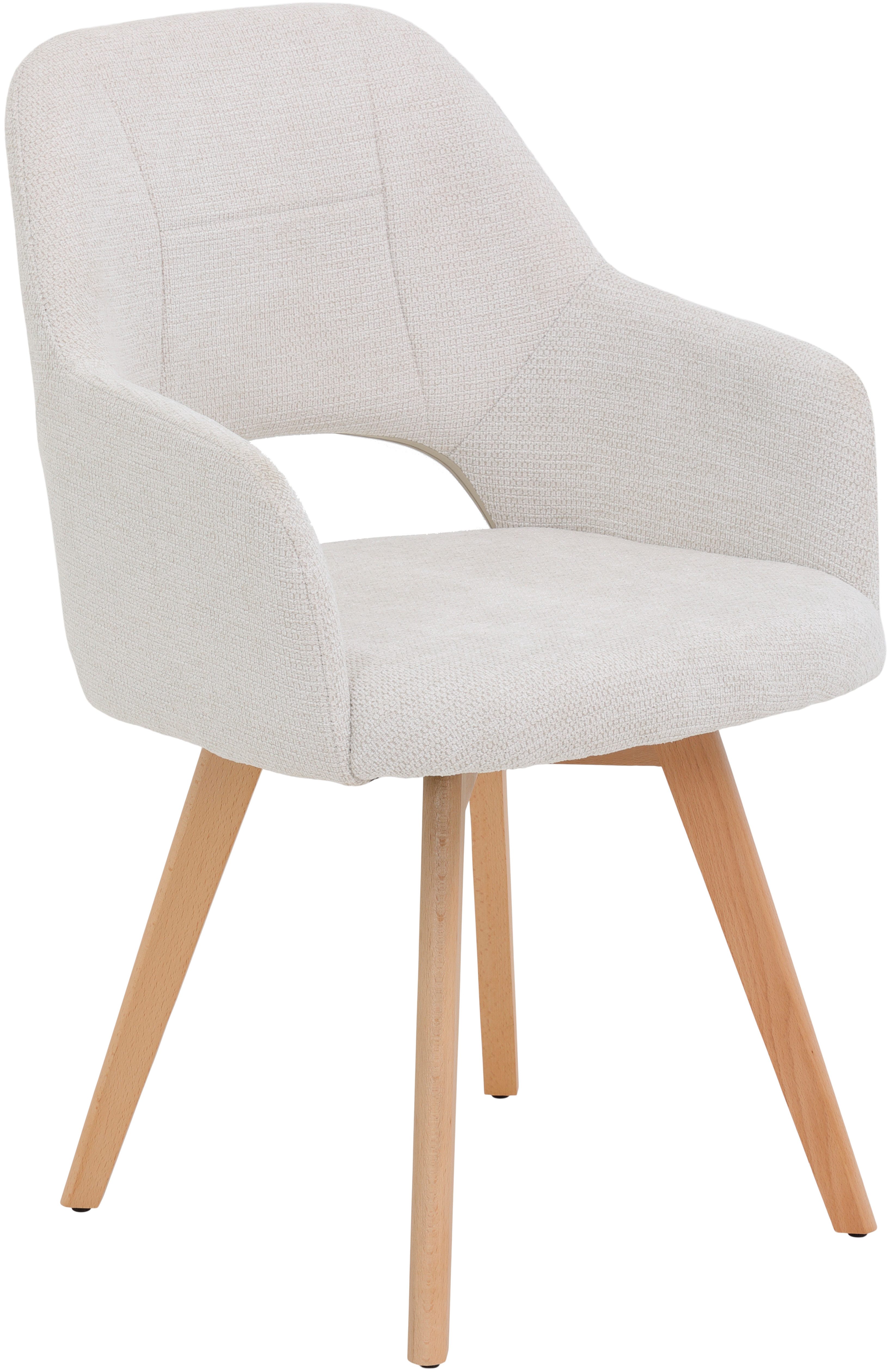 HELA Armlehnstuhl SOFIA Armlehnenstuhl mit Massivholzgestell, Bezug Webstoff (Set, 2 St), Esszimmerstuhl, Sessel mit Armlehnen, dezenter Rückenausschnitt