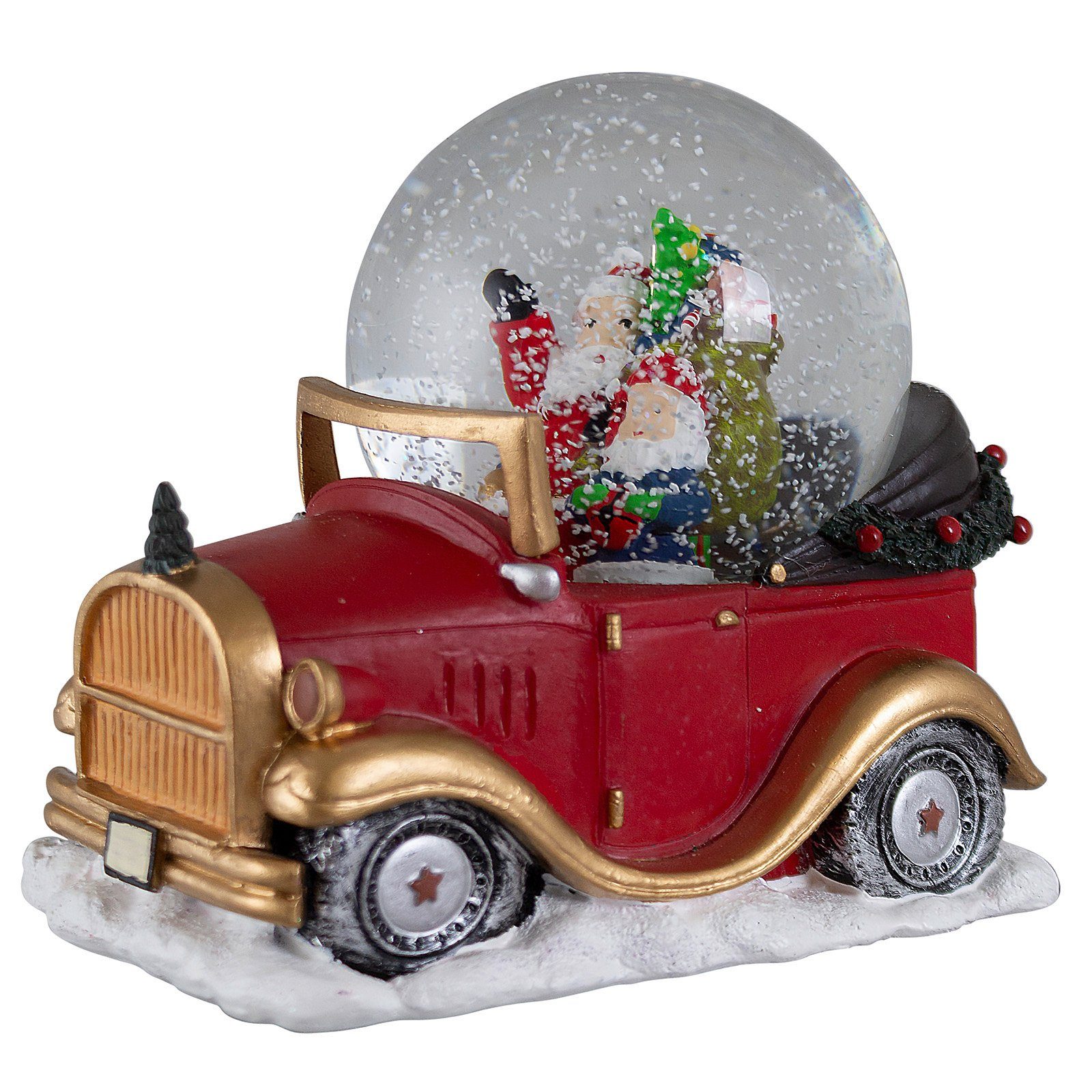 Christmas Paradise Schneekugel mit Spieluhr 16cm, Oldtimer mit  Weihnachtsmann (mechanisch aufziehbar, Weihnachtsdeko, 1 St), spielt  Melodie, Auto-Design