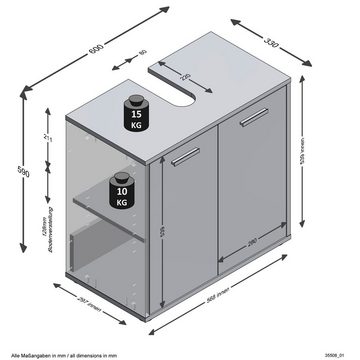 FMD Waschbeckenunterschrank Madoc mit 2 Türen
