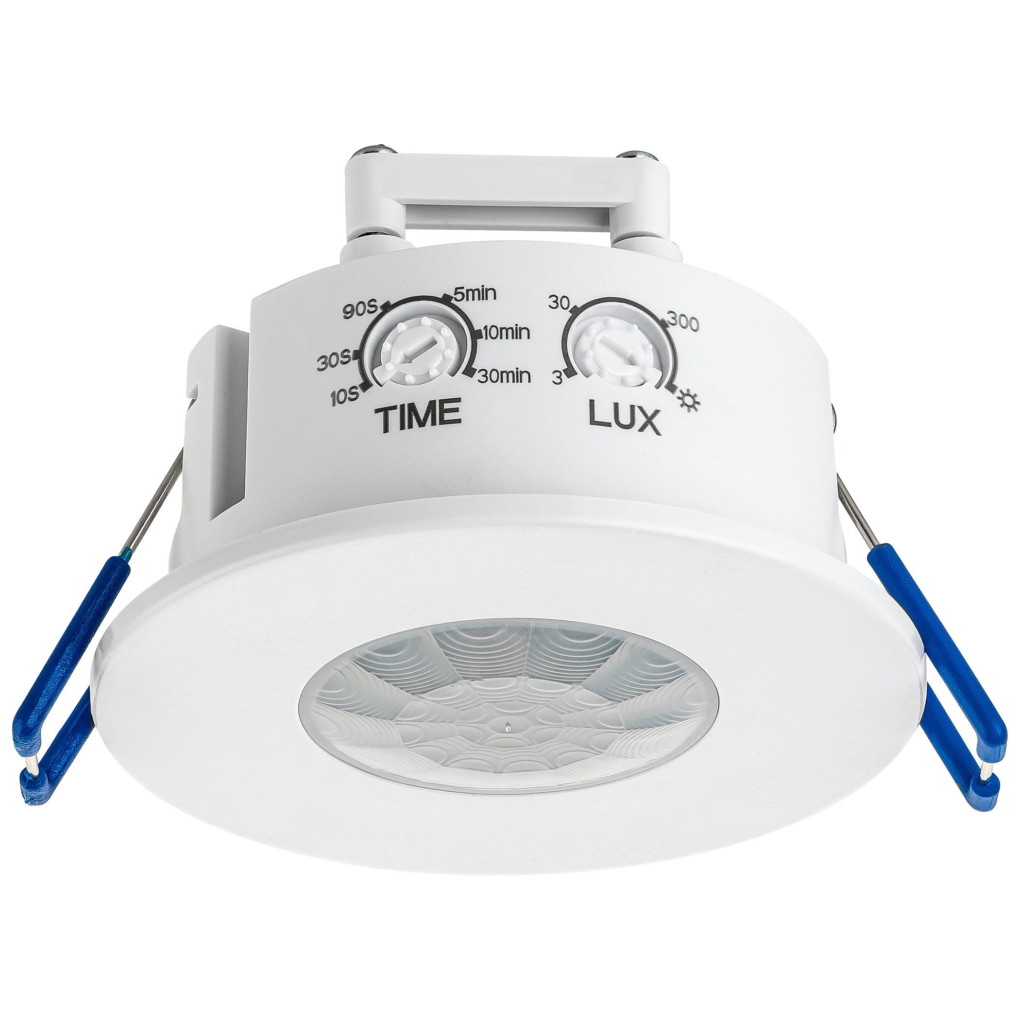 SEBSON Bewegungsmelder Infrarot Sensor Unterputz Decke - programmierbar Reichweite 8m 360°, (1-St), Einbauloch: Ø63-66mm, LED geeignet 1.000W, 230V, 3 Draht