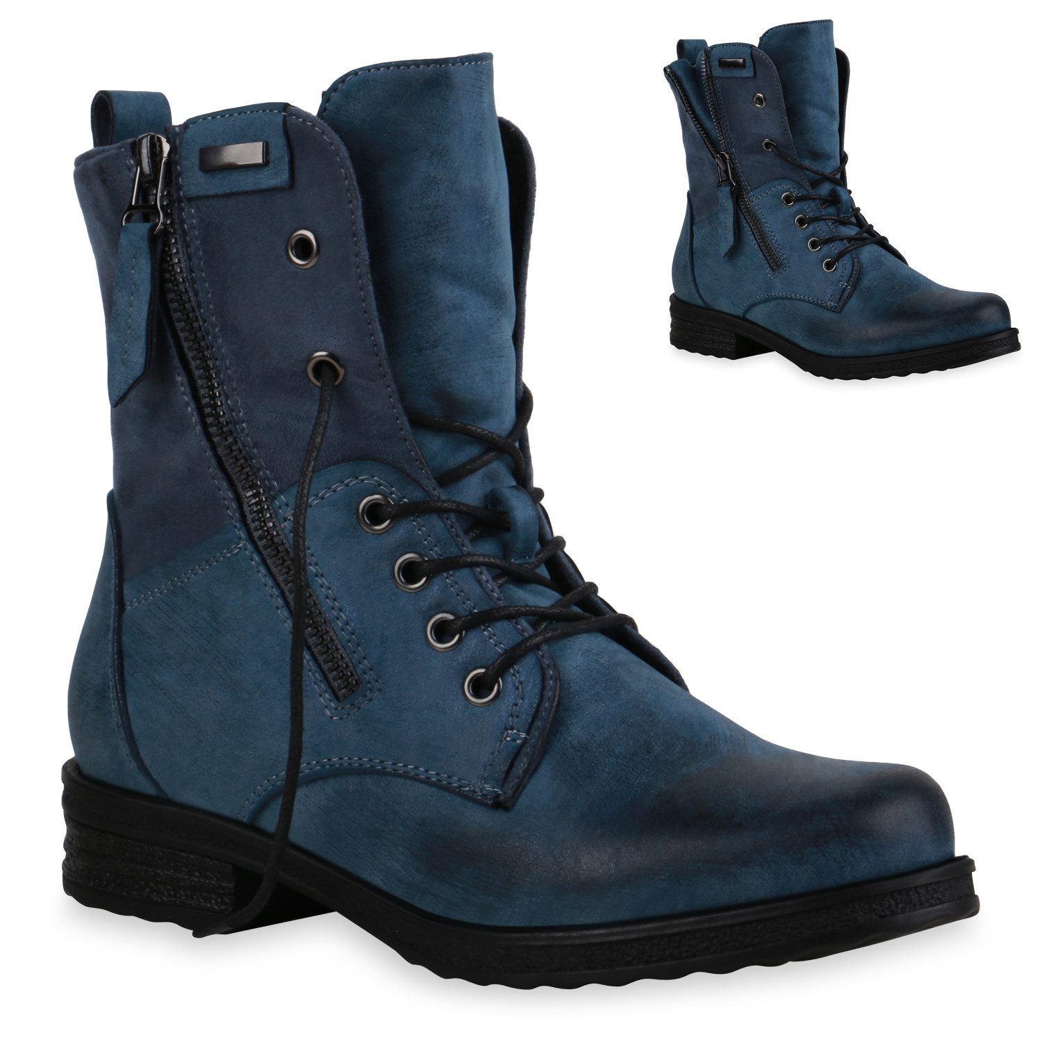 VAN HILL 835417 Schnürstiefelette Damen Schnürstiefeletten Nova Stiefeletten Trendy Blockabsatz